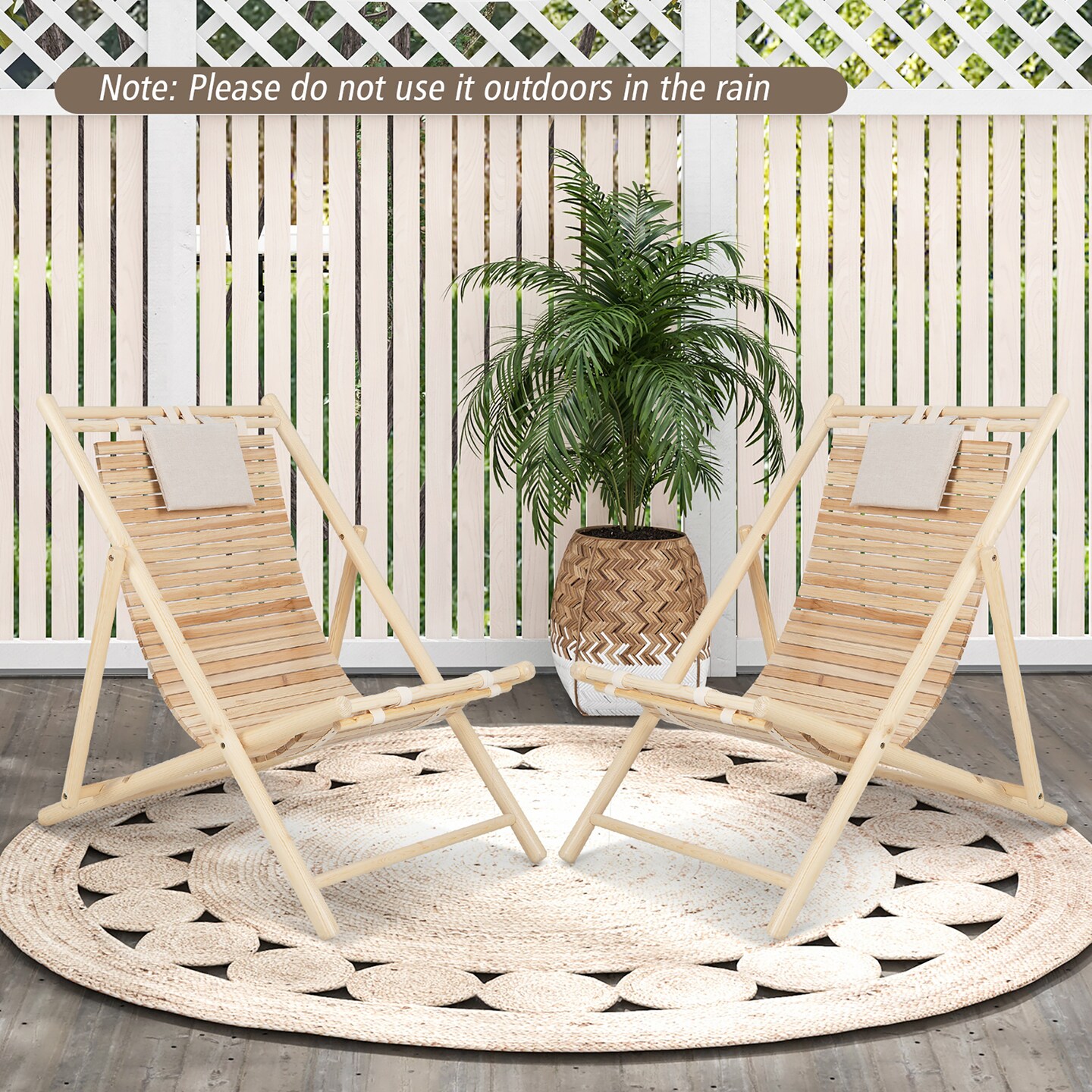 Costway Patio Outdoor Adjustable Folding Wood Sling Chair Reclining Lounge Assembly Free