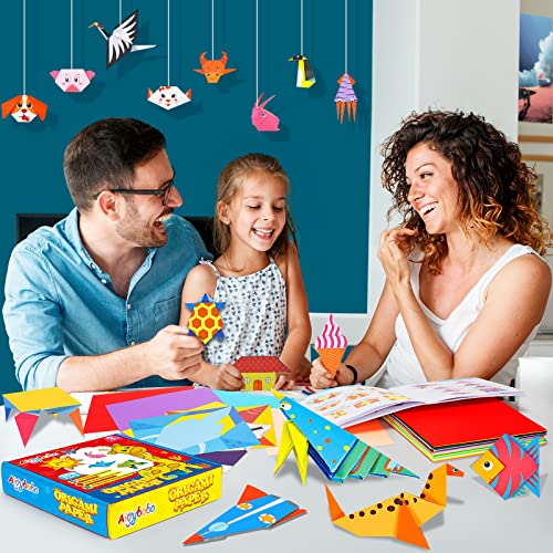 308 Pieces Origami Paper Set, 308PCS Kids Craft Paper Kit with Instructional Book for Girls Age 6,7,8,9,10,11,12, Art Projects Supplies for School Class Craft Lessons- Christmas Gifts for Boys&Girls