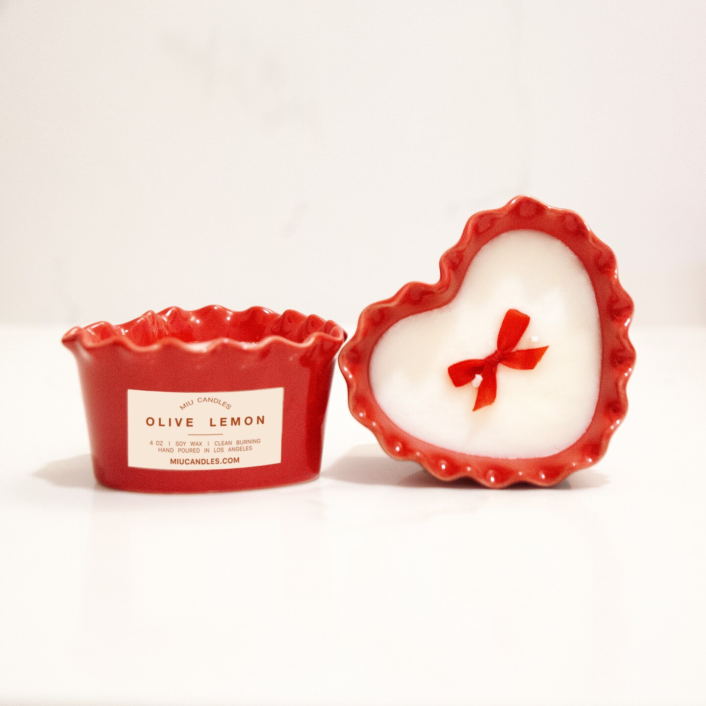 HEART SHAPED SOY WAX CANDLE - 4 OZ CERAMIC JAR