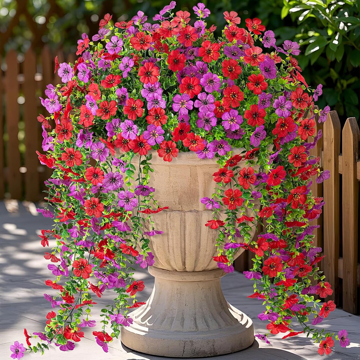 Artificial Flowers for Outdoors Home Decor, 2 Packs Faux Daisy Silk (Dred Purple)