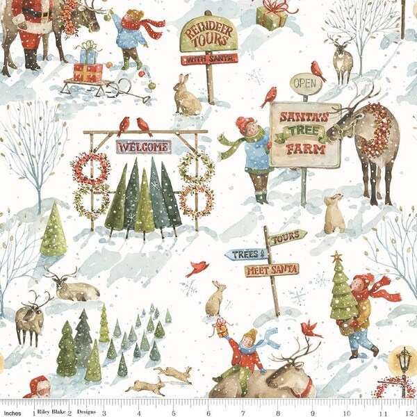 Main in Snowy (cd16450-snowy) | Santa&#x27;s Tree Farm | Lisa Audit | Riley Blake