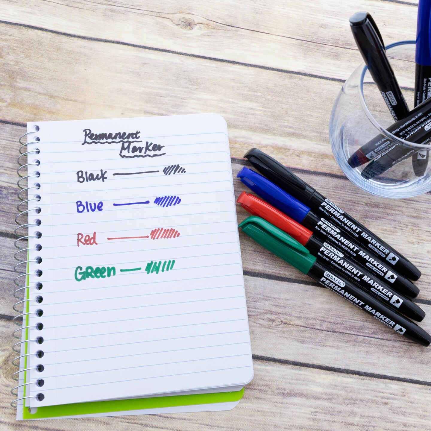 BAZIC Fine Tip Assorted Color Permanent Markers (8/Pack)