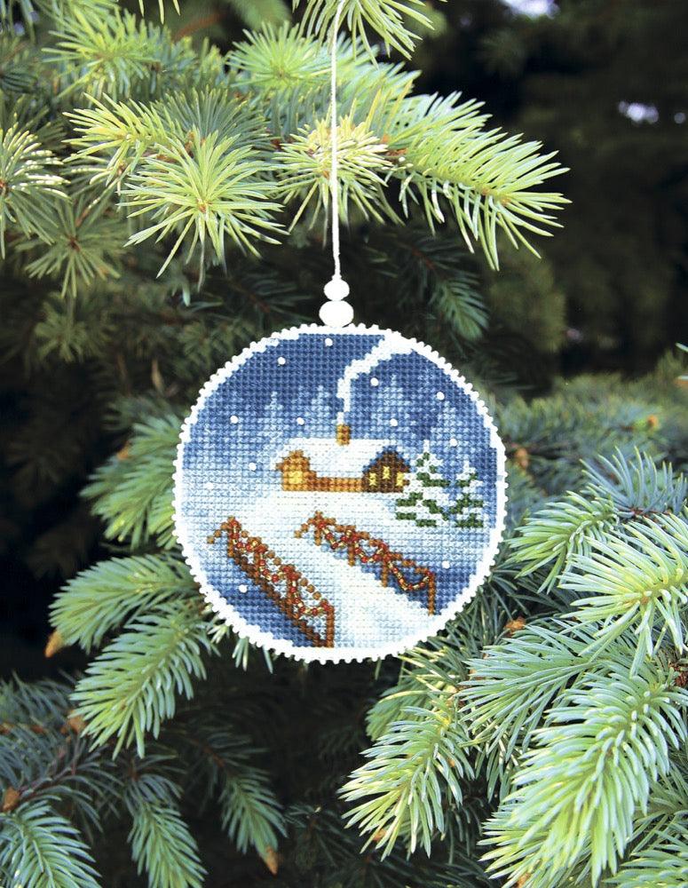 Christmas tree toy. Plastic Canvas Cross-stitch kit "Winter evening"