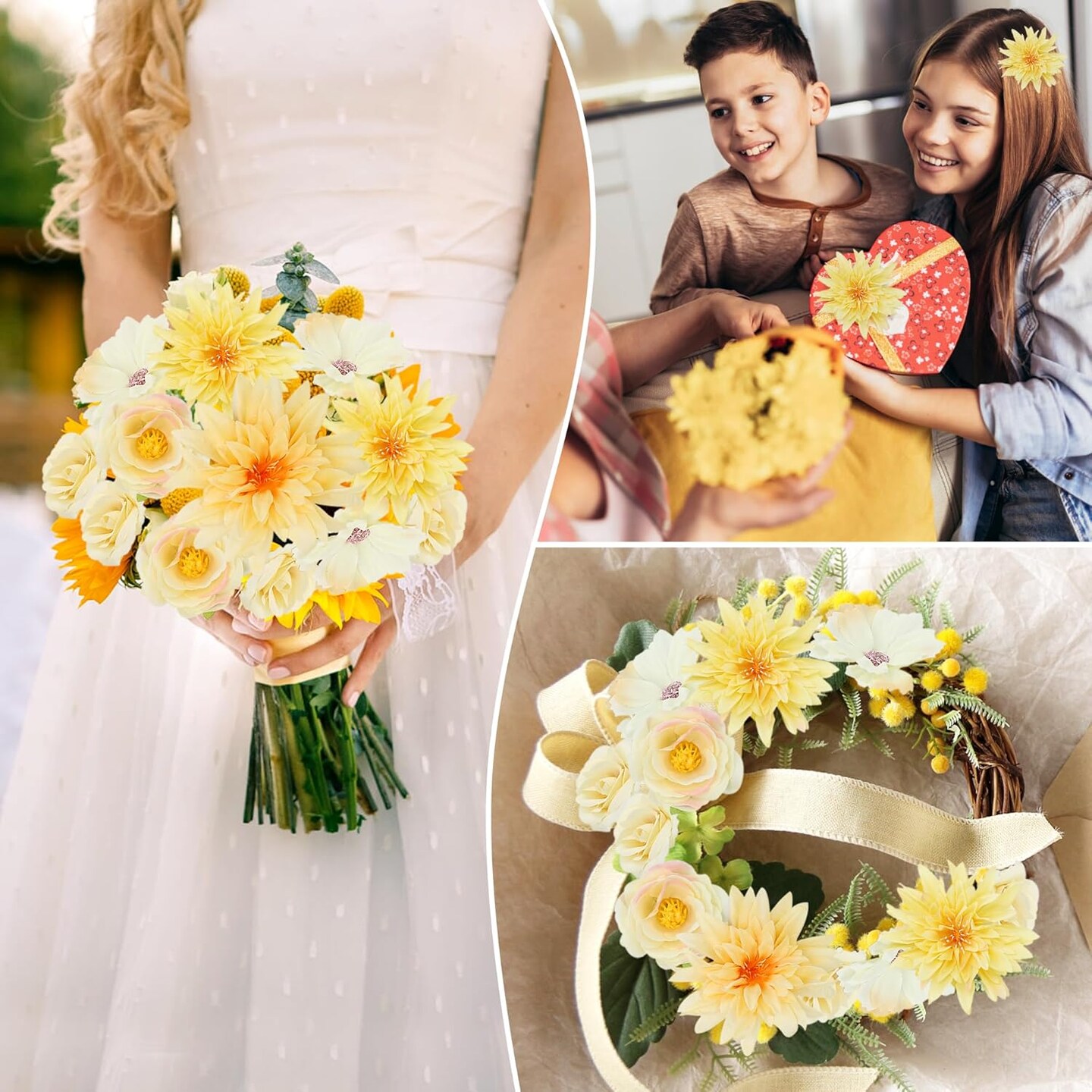 48 PCS Artificial Flower Heads Bulk Silk Faux Flower