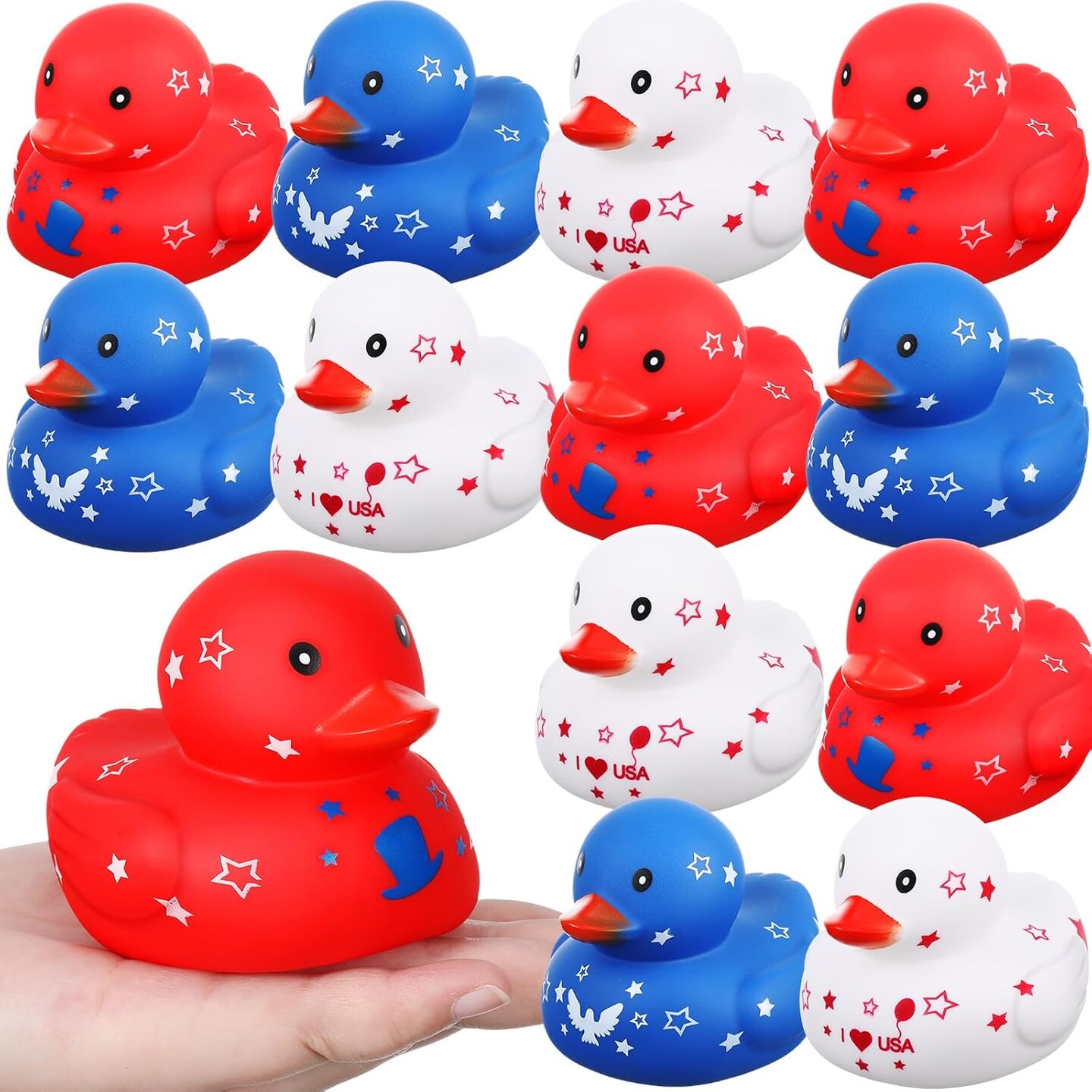 12 Pcs 3 Inch Patriotic Rubber Ducks