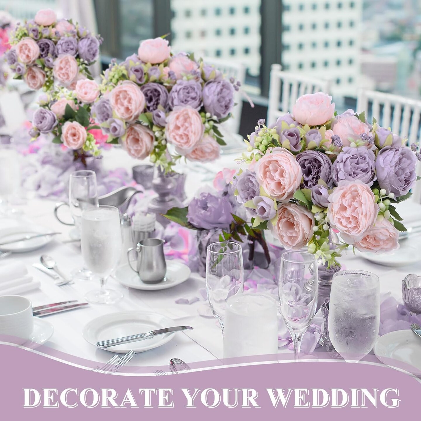 8 Bundles Artificial Peonies Flowers Boho Faux Flowers Arrangements