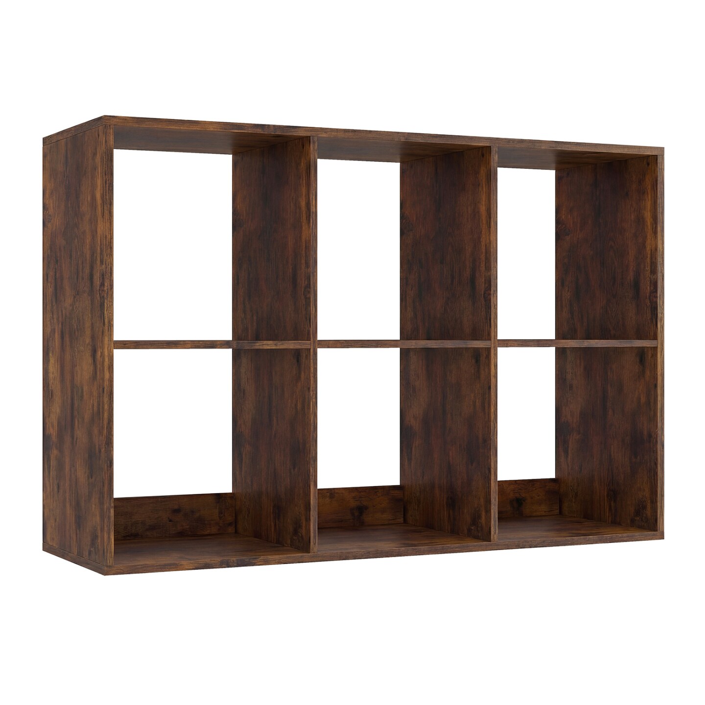 Freestanding Cube Storage Shelf Organizer Engineered Wood Bookcase with Open Compartments and Wide Tabletop for Home Office