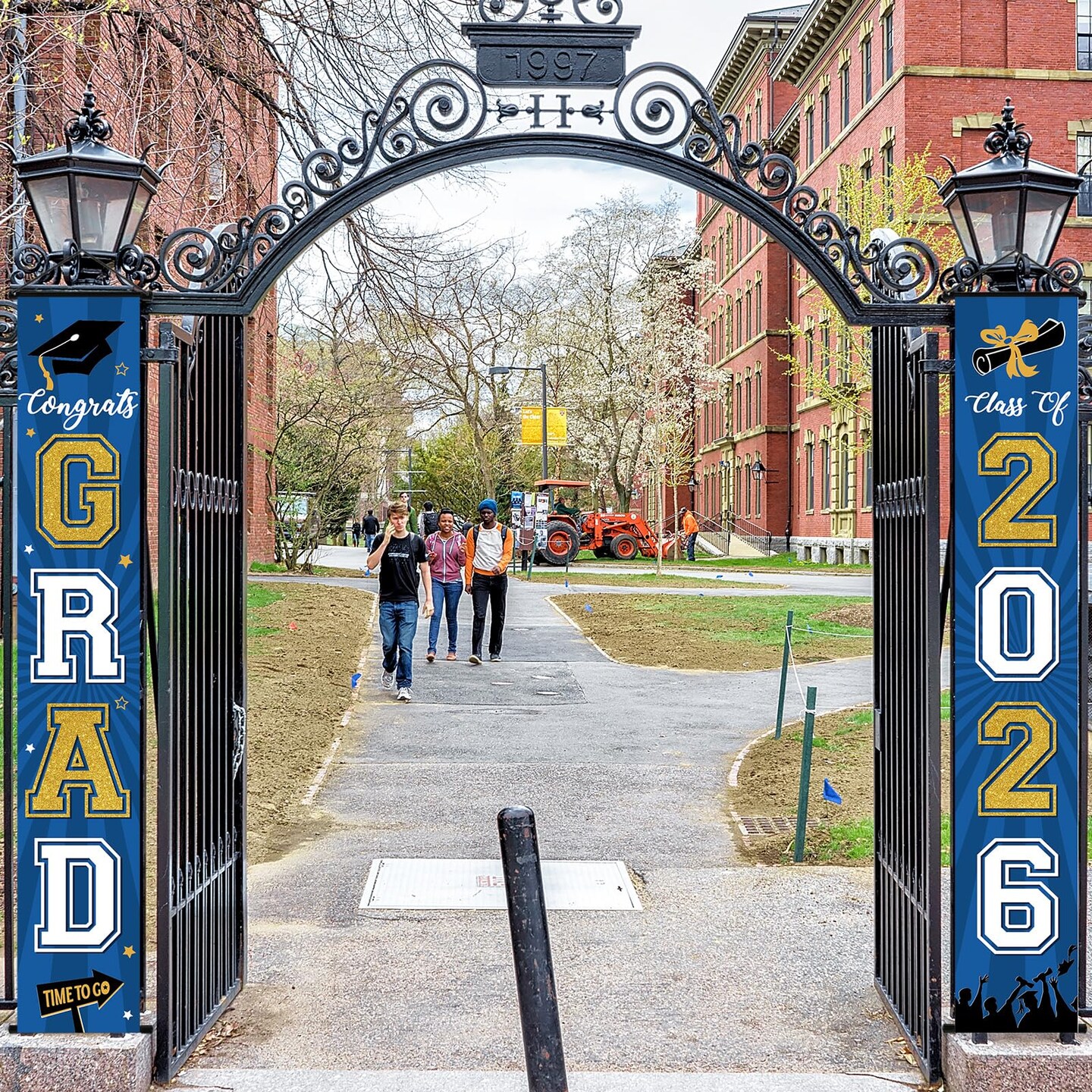 2026 Graduation Banner Class of 2026 Congrats Grad Porch Sign Party Decorations Supplies Welcome Hanging Door Decor for Indoor Outdoor(Blue and Gold)
