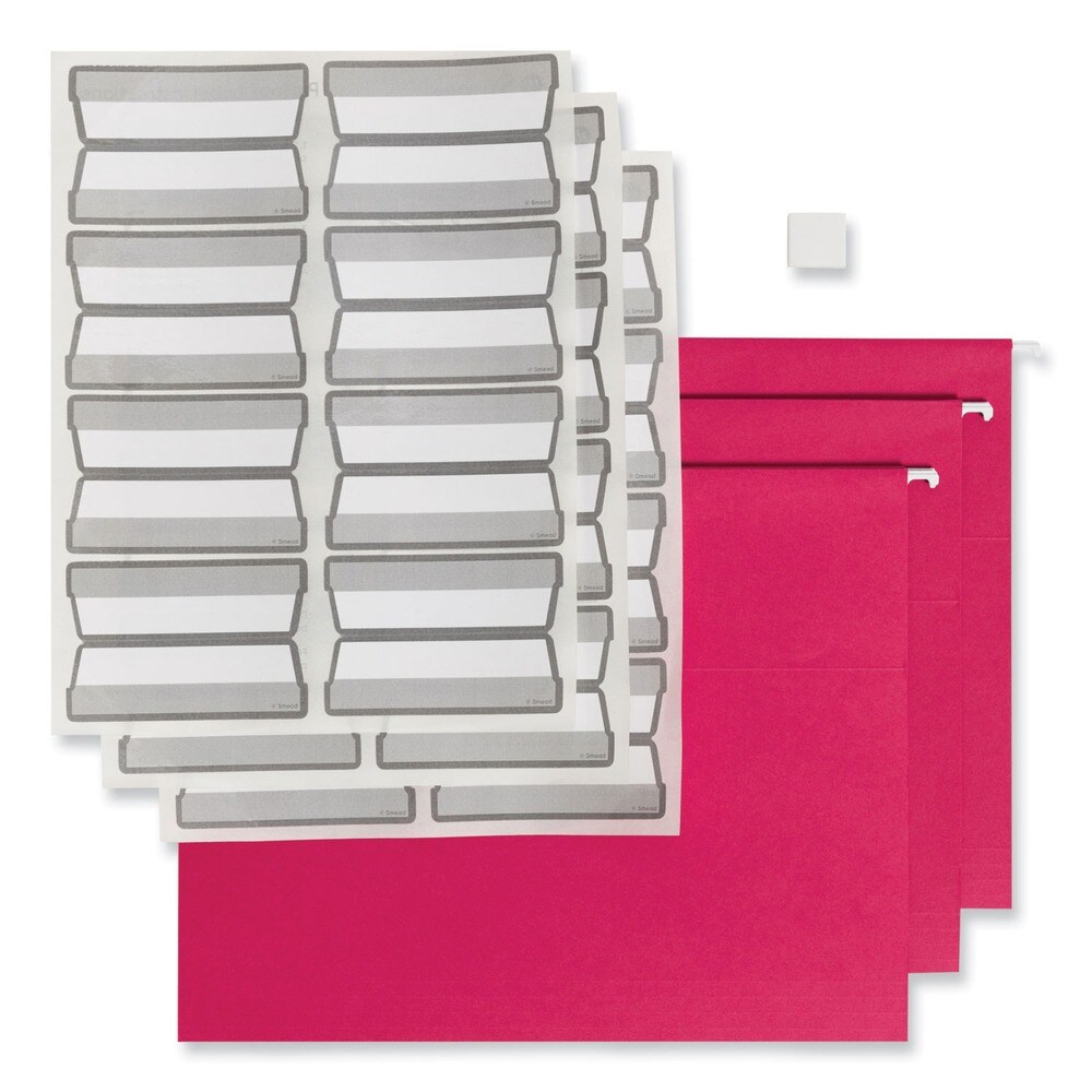 Smead 1/3-Cut Colored Hanging File Folders with ProTab Kit - Red/Letter Size (1-Kit)