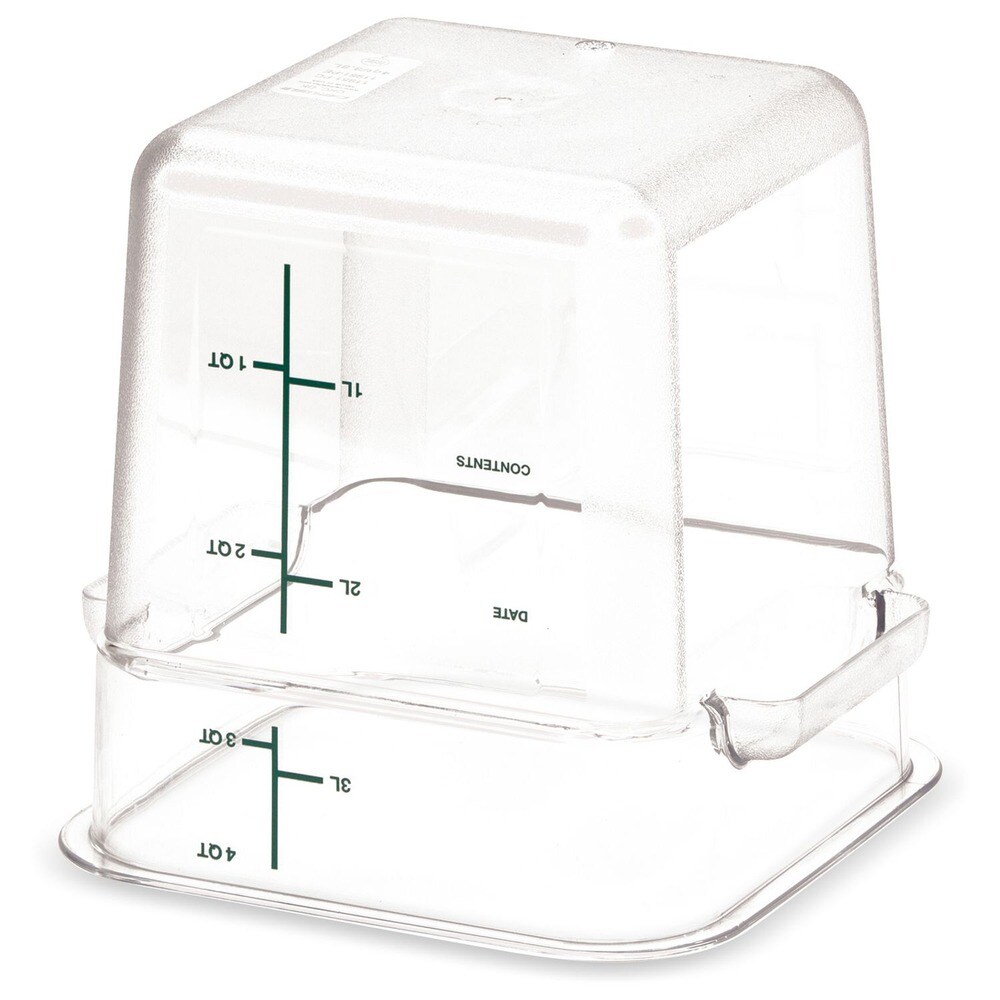 Carlisle 7.13 in. x 7.13 in. x 7.29 in. 4 qt Squares Polycarbonate Plastic Food Storage Container - Clear