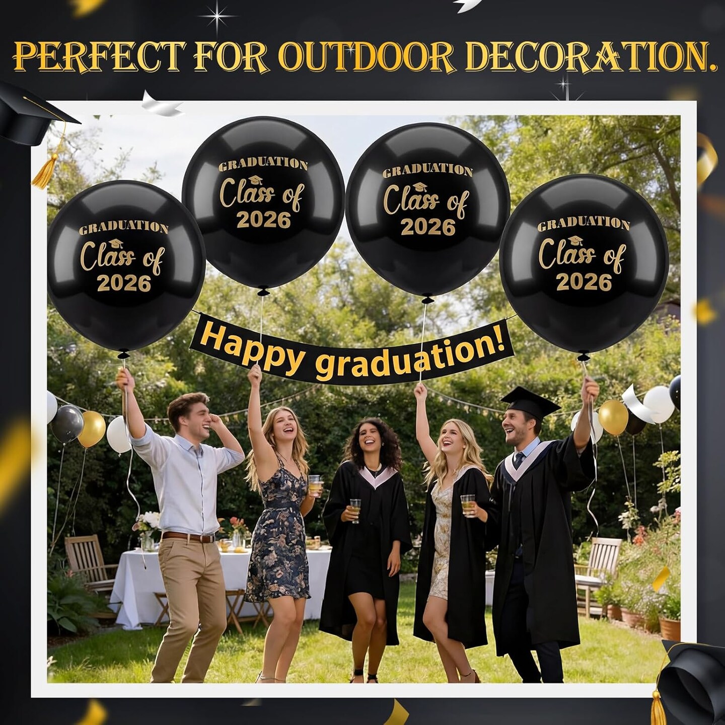 4-Pack 36-Inch Extra Large Graduation Balloons – Class of 2026 Jumbo Latex Congrats Grad Balloons for High School, College, and University Graduation Party Decorations
