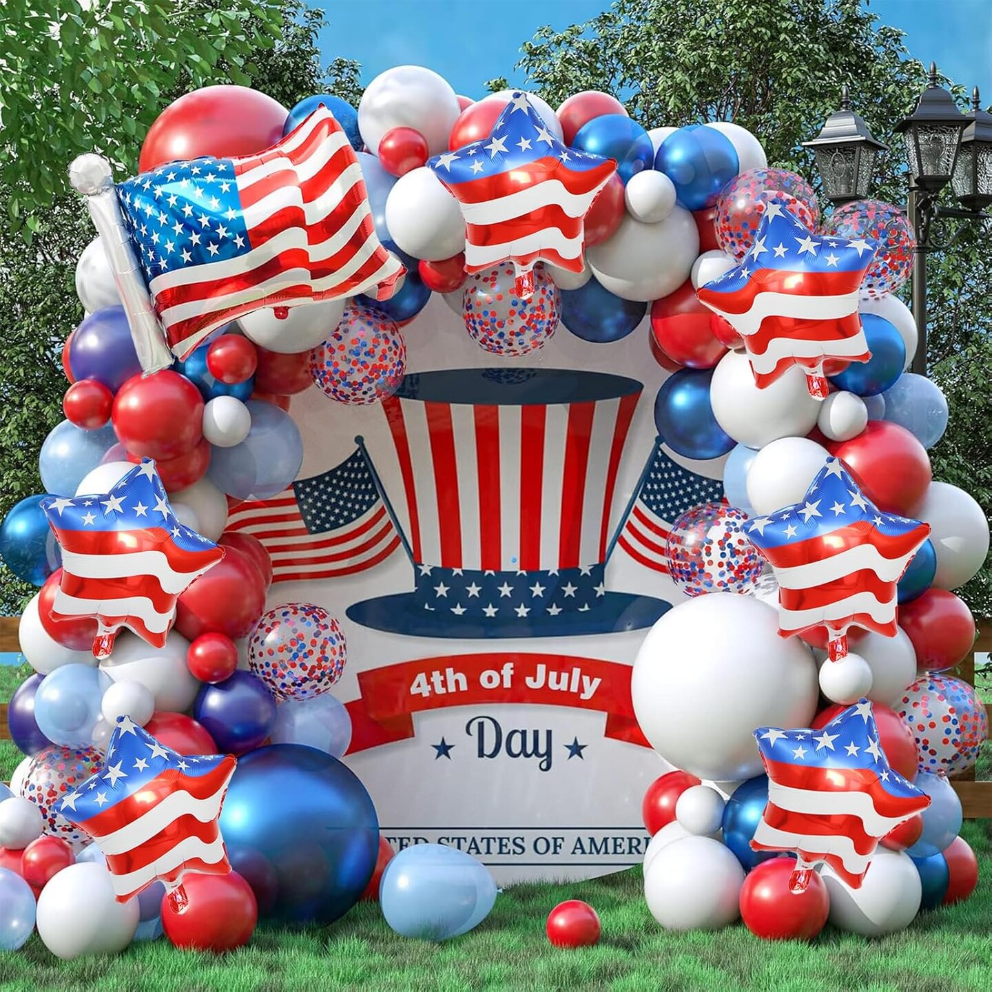 7 Pcs 4th of July Balloons American Flag Star Balloons Red White and Blue Foil Balloon USA Balloon for Independence Day Party Decorations