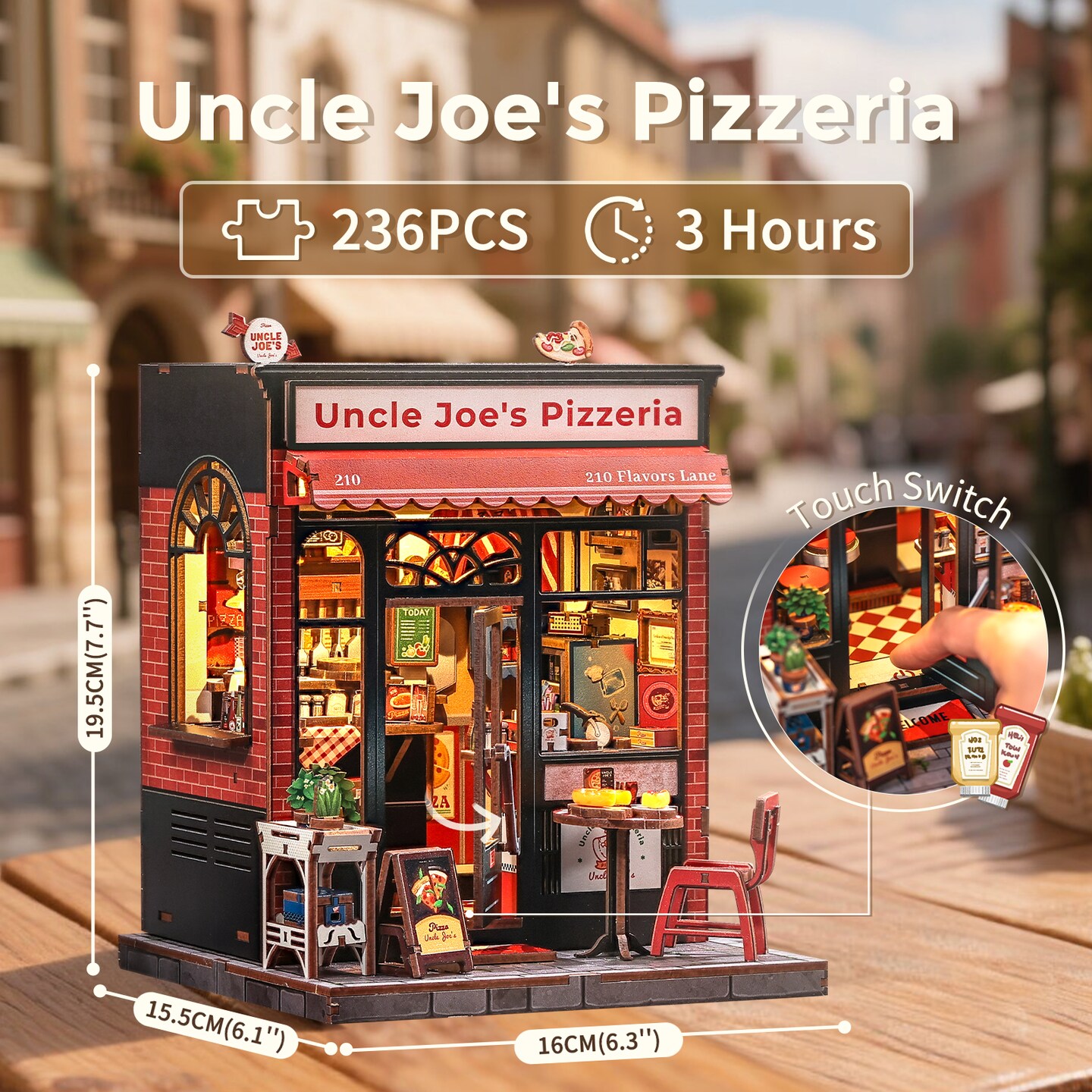 CUTEBEE Book Nook Kit Uncle Joe's Pizzeria DIY Miniature House Shelf Insert Diorama