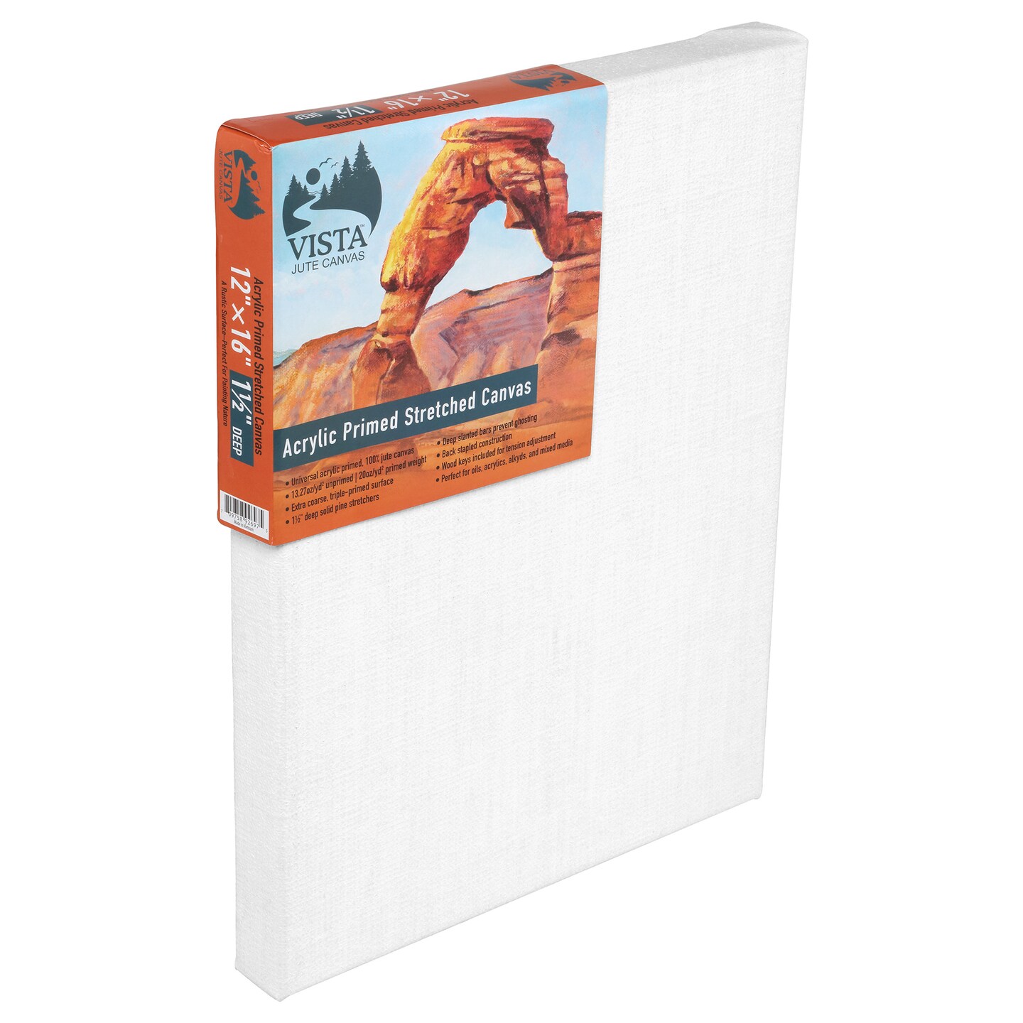 Vista Jute Acrylic-Primed Stretched Canvas - 3 Pack - 12