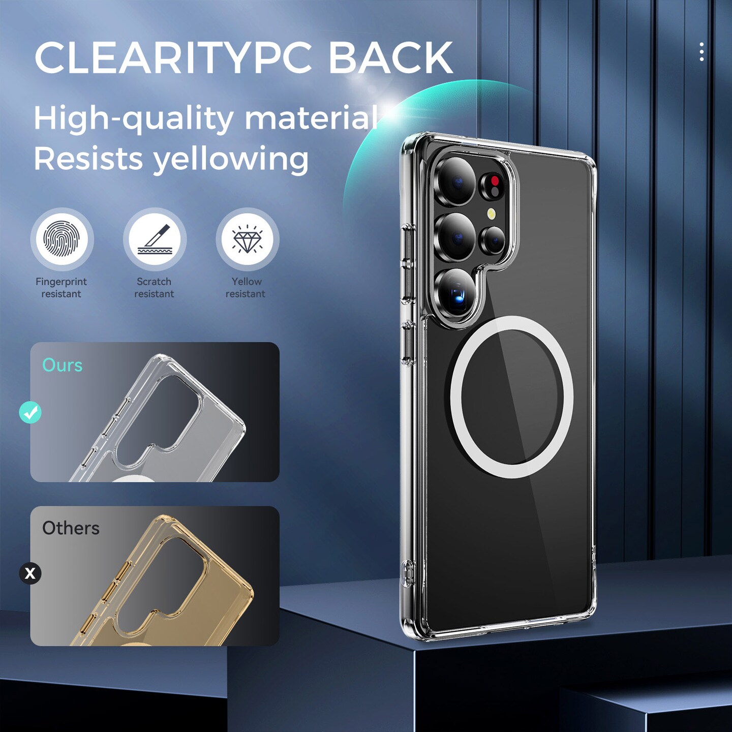 Samsung Galaxy S25 Ultra Clear Case- MagSafe, Shock Absorption Bumper, Soft Flexible TPU, Anti-Drop, Anti-Fingerprint, 360° Shockproof, Screen & Camera Protective, Transparent Protective Back Cover