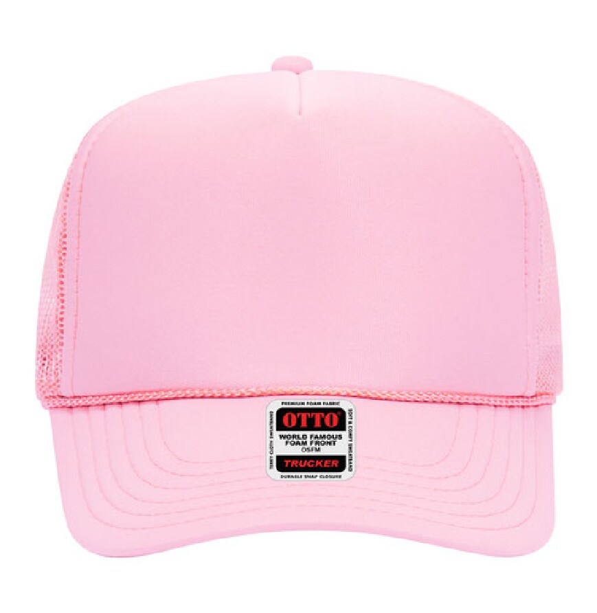 5-Panel Foam High Crown Mesh Back Trucker Hat, Color: Soft Pink