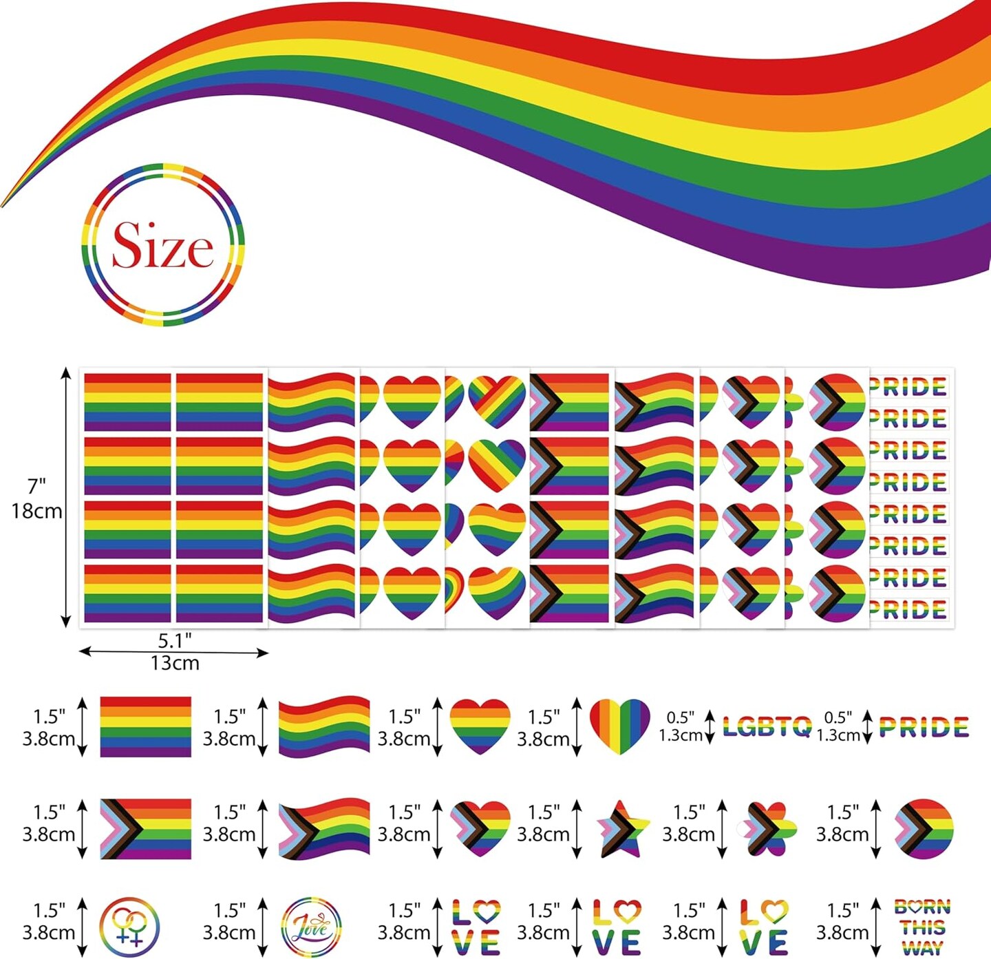 248Pcs Progress Pride Sticker Set - 24 Assorted Sheets of LGBTQ+ Rainbow Decals - Inclusive Daniel Quasar Designs for Pride Month Decorations, Parades & Event Accessories