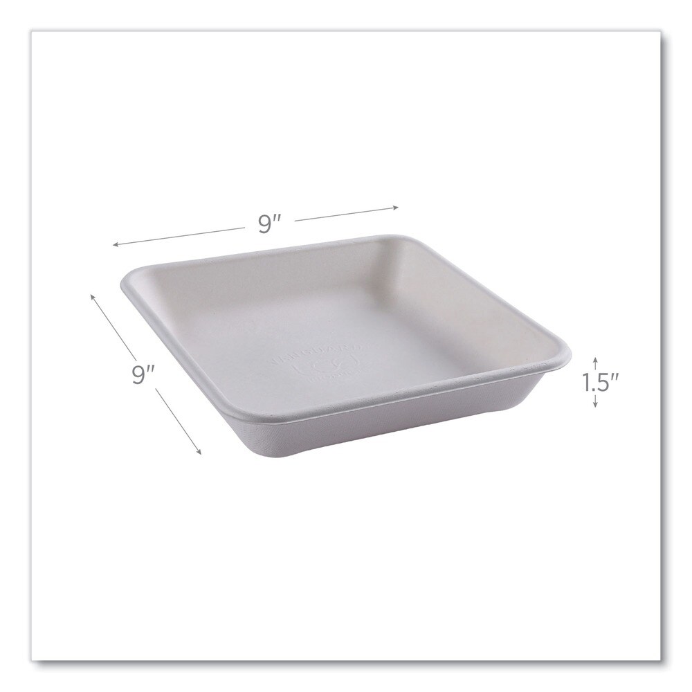 Eco-Products 47 oz 9 x 9 x 1.5 Vanguard Worldview Renewable and Compostable Sugarcane Take-Out Containers - White (200/Carton)