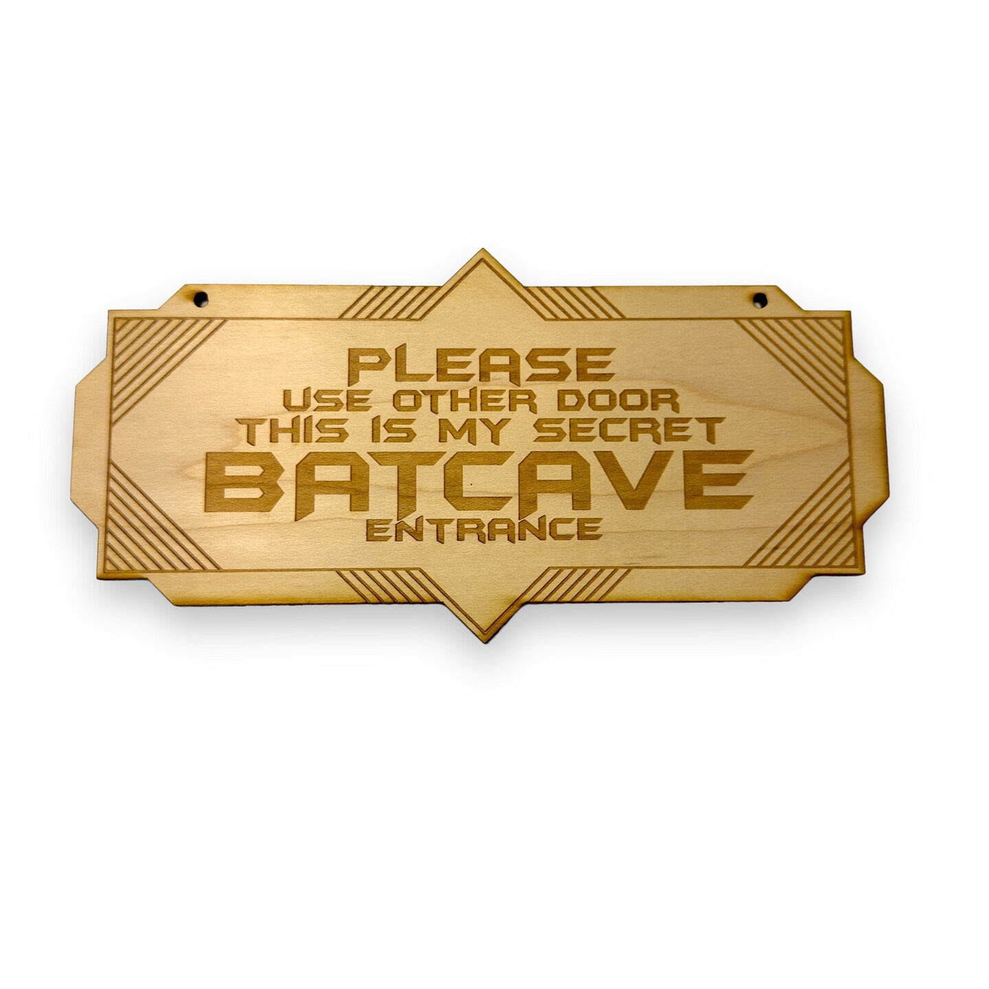 Sign - CUSTOM Secret Batcave Entrance - Door Sign, Color: RAW WOOD