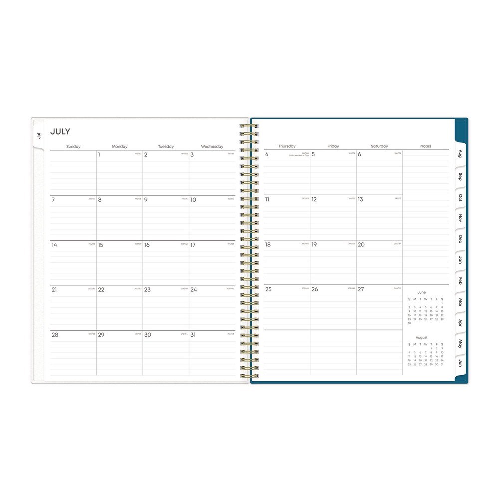 Blue Sky 11 in. x 8.5 in. 12-Month (Jul 2025-Jun 2026) Bakah Blue Academic Year Weekly/Monthly Planner - Blue/White Cover