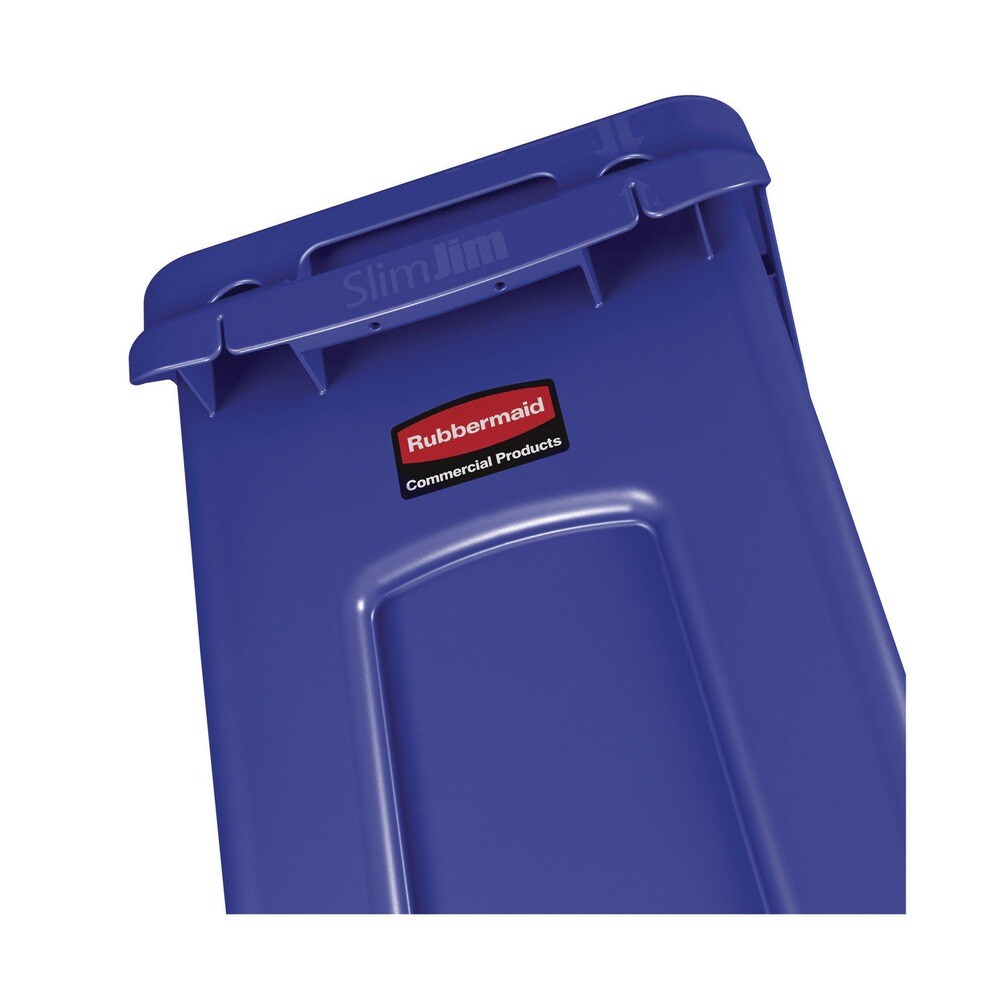 Rubbermaid Commercial 23 Gallon Slim Jim Recycling Plastic Container with Venting Channels - Blue