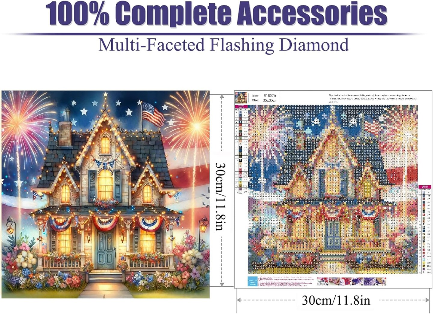 4th of July Independence Day 5D Diamond Painting Kit for Adults Beginners 14x14 Inch Full Drill DIY Diamond Dot Gem Art Wall Decor Craft Set