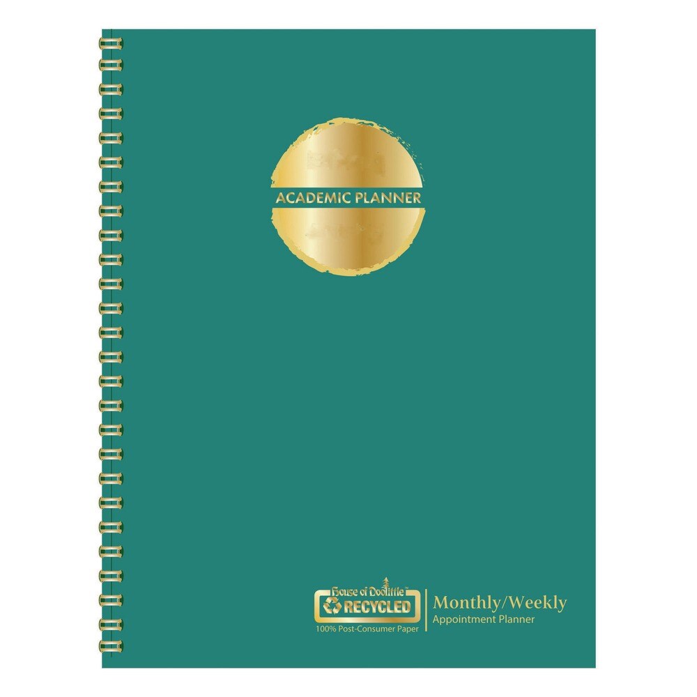 House of Doolittle 11 in. x 8.5 in. 12-Month (Jul 2025-Jun 2026) MonoBright Monthly/Weekly Planner - Green/Gold Cover