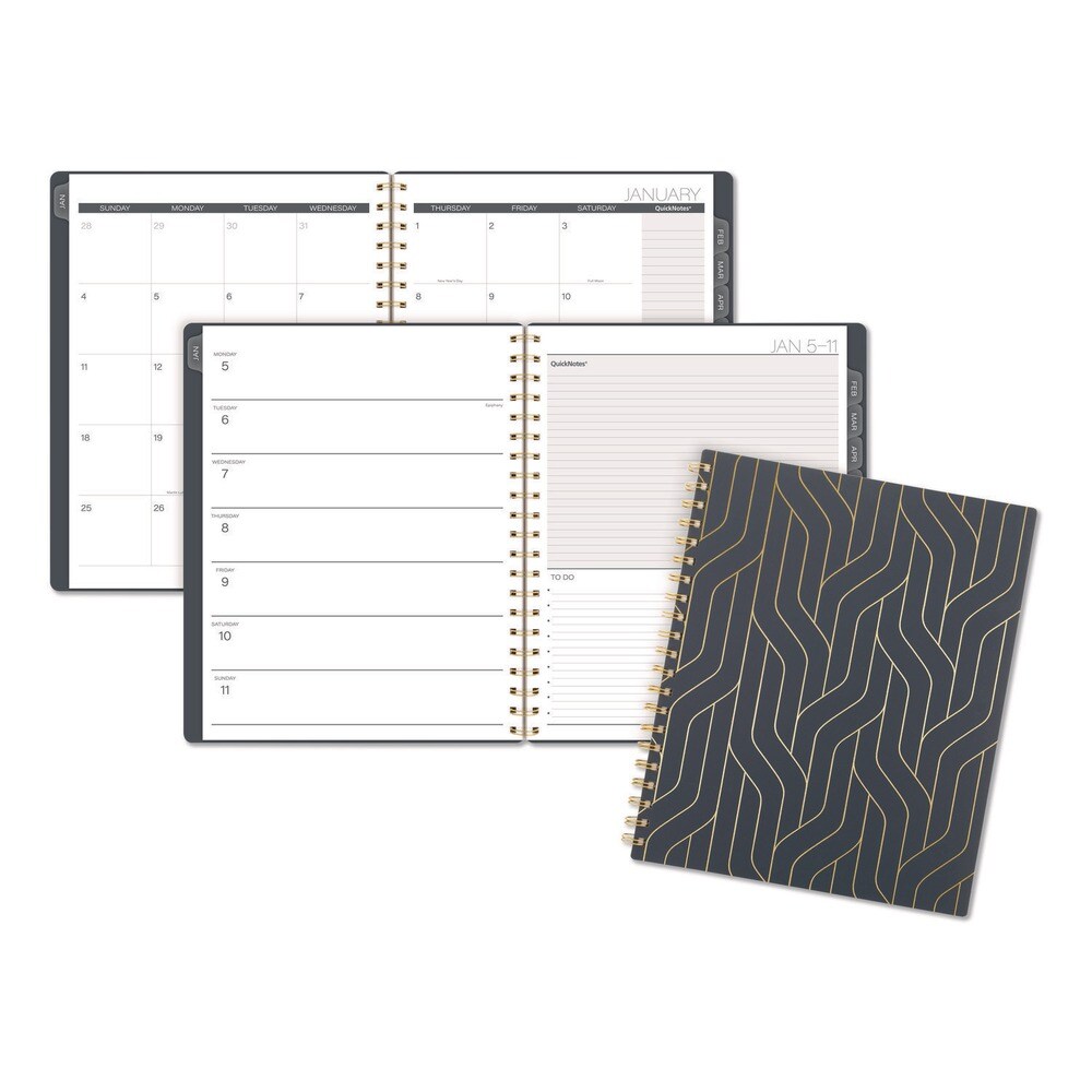 AT-A-GLANCE 11 in. x 8.5 in. 12-Month (Jan-Dec 2026) Hera Weekly Monthly Planner - Black/Gold Cover