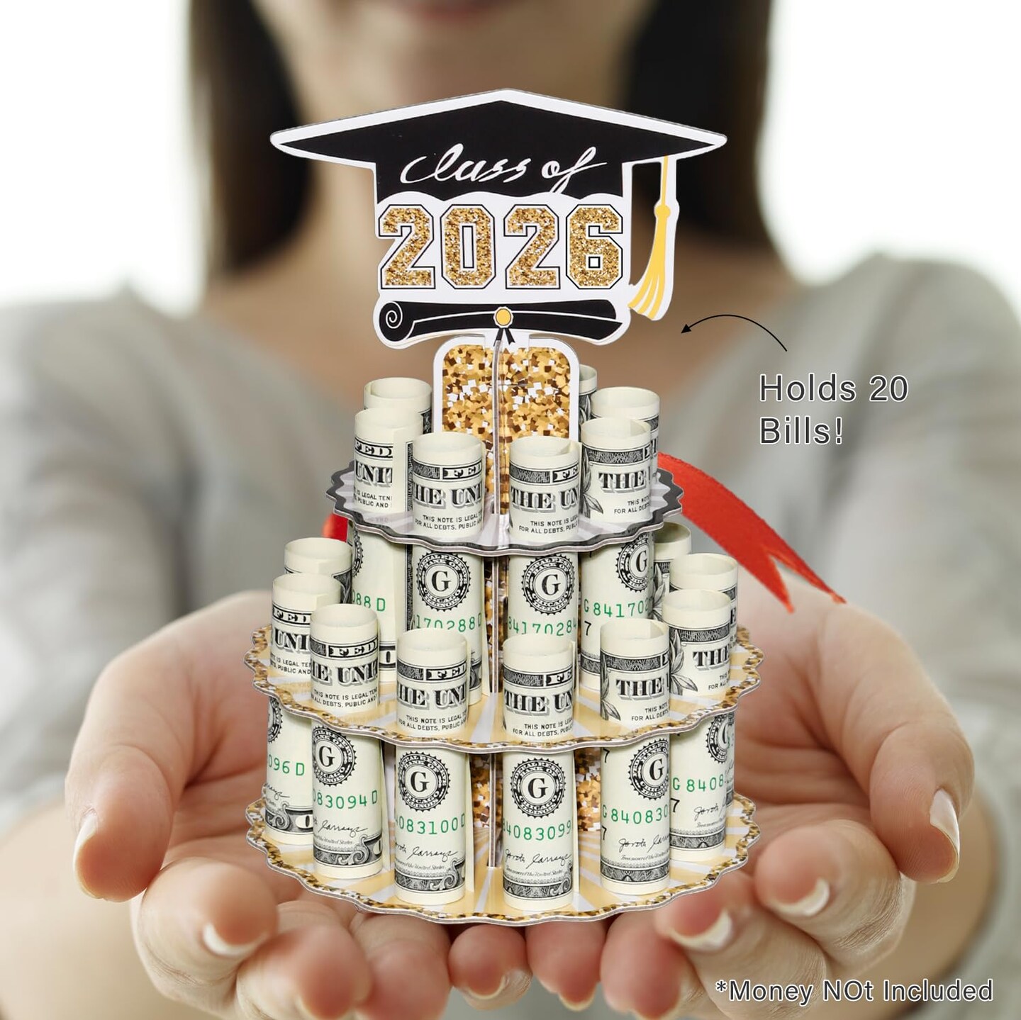 Graduation Money Holder for Cash Gift, 2026 Graduation Gifts Money Holder Leis Cash Cake for Congrats Class of 2026 Graduation Party Supplies (1 pcs)