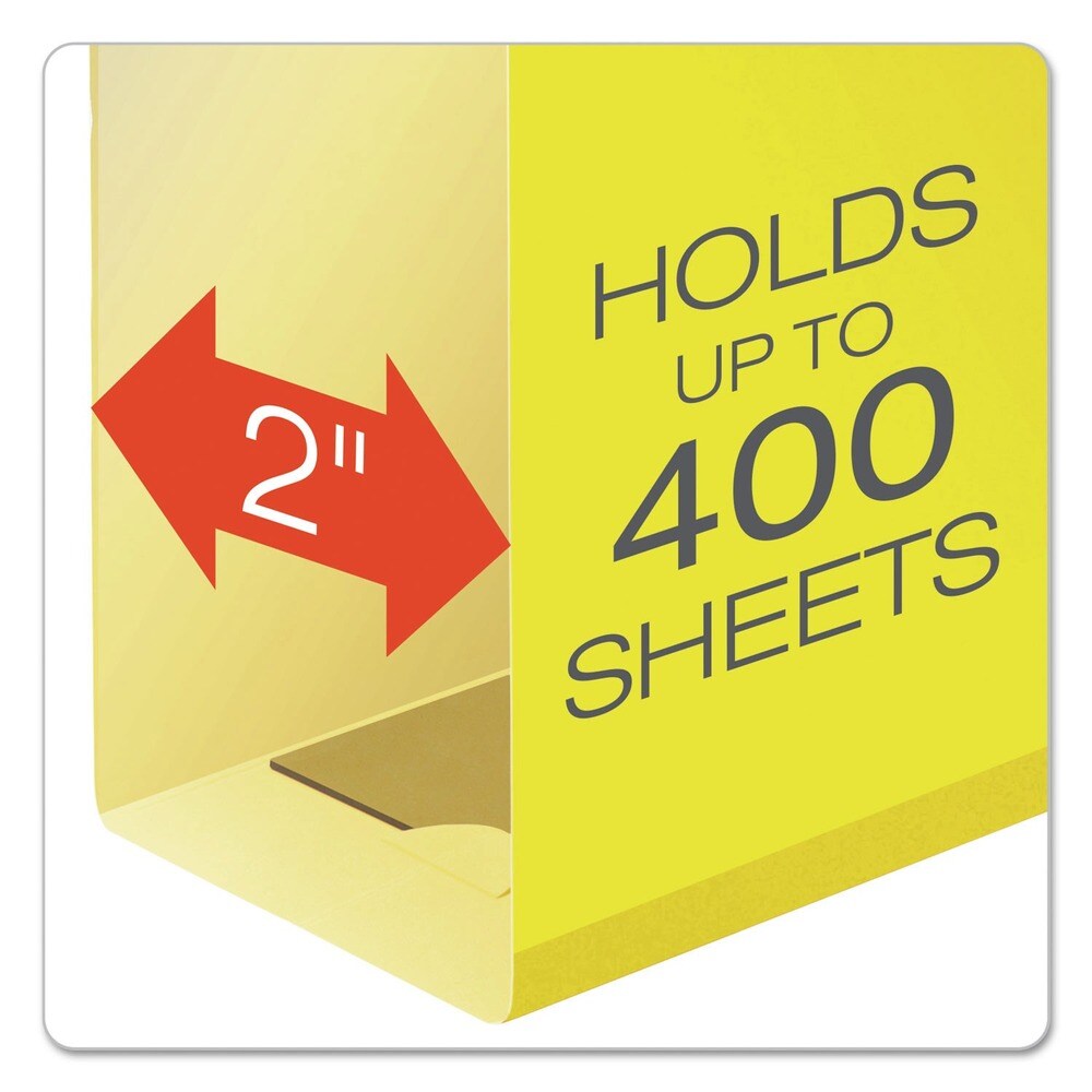 Pendaflex 1/5-Cut Tabs 2 in. Capacity Letter Size Extra Capacity Reinforced Hanging File Folders with Box Bottom - Yellow (25/Box)