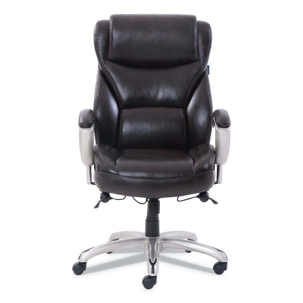 SertaPedic 19-1/2 in. to 22-1/2 in. Seat Height Supports Up to 400 lbs. Emerson Big and Tall Task Chair - Brown Seat/Back, Silver Base
