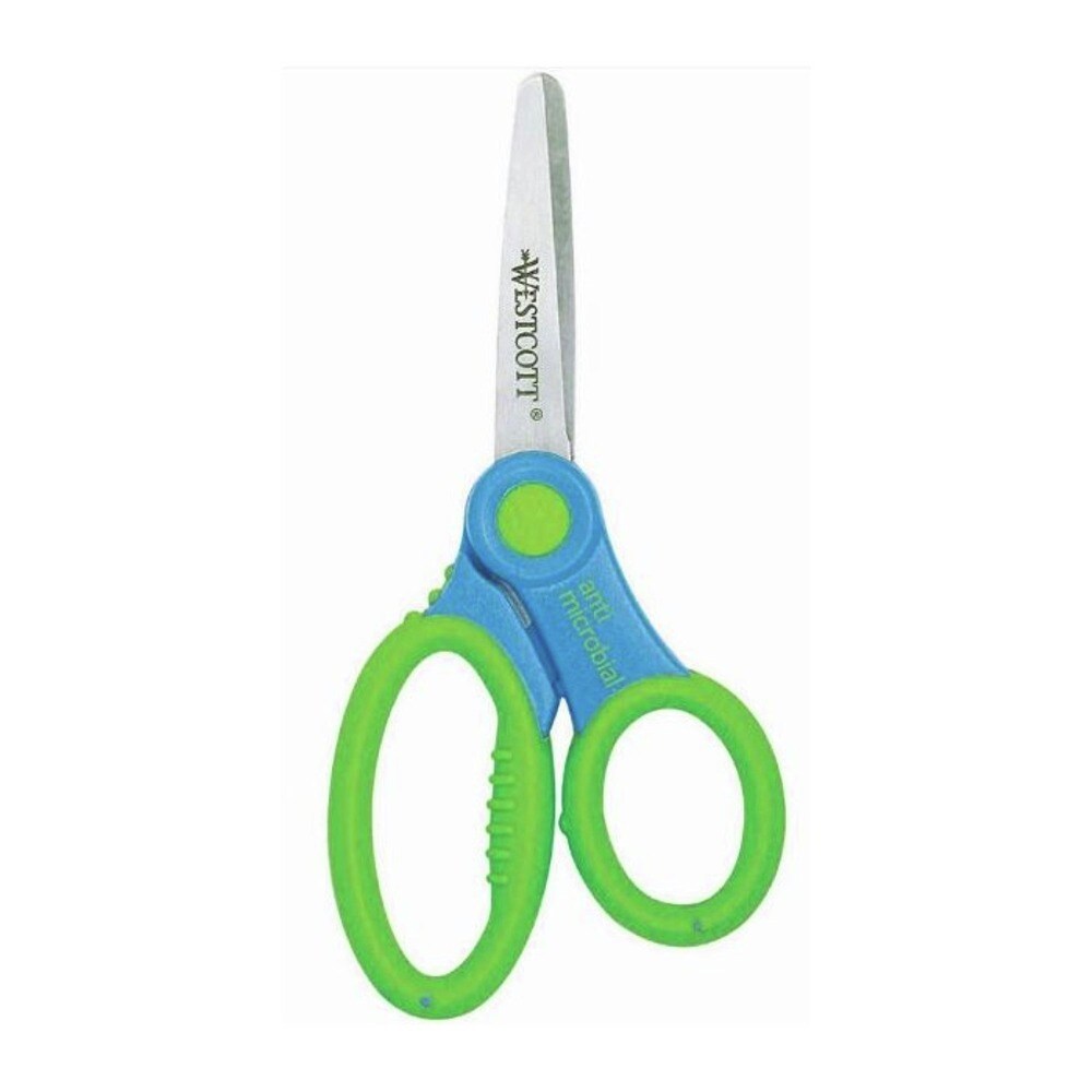 Westcott 5 in. Long x 2 in. Cut Length Ultra Soft Handle Scissors with Antimicrobial Protection - Randomly Assorted Handle Color