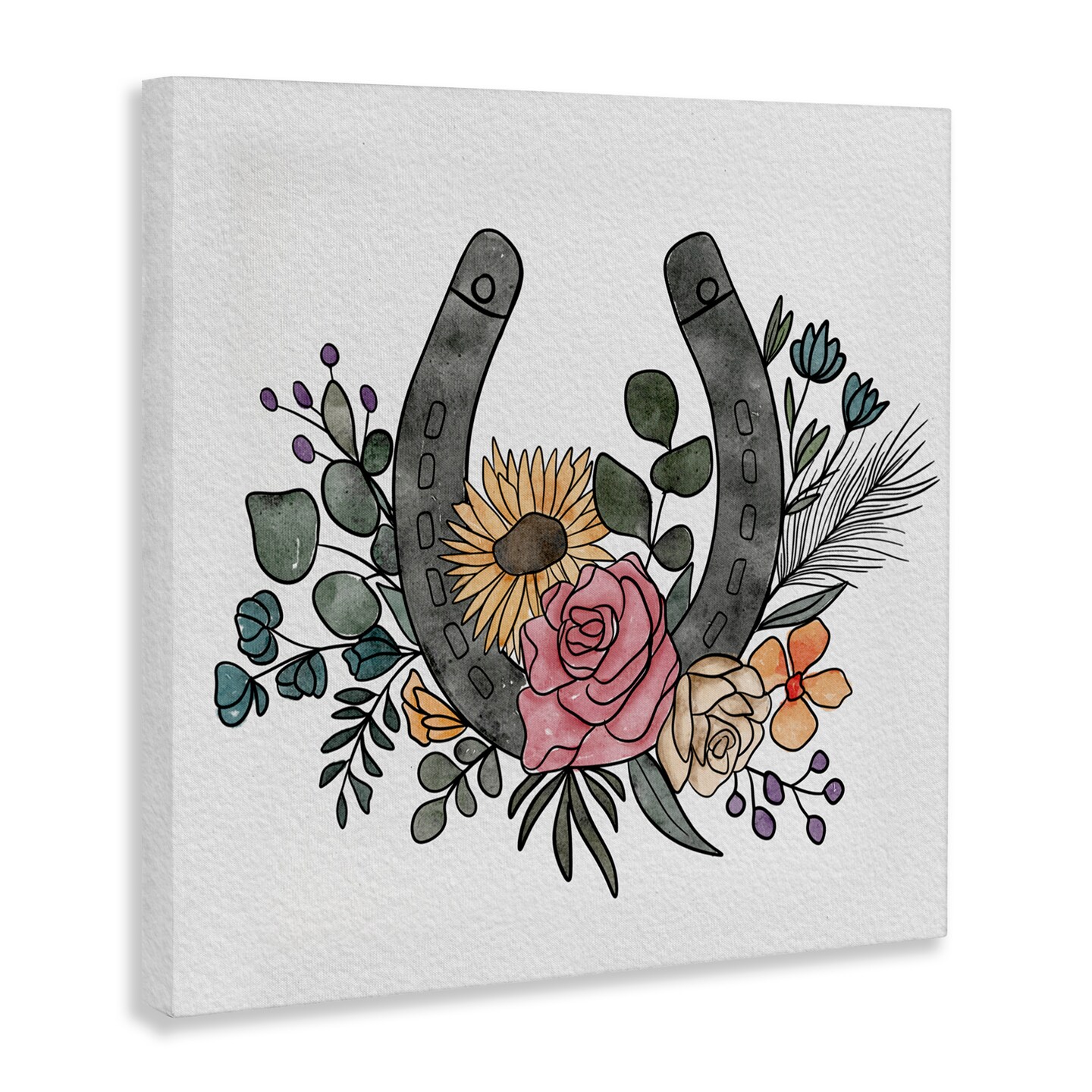 Stupell Industries Boho Floral Horseshoe Canvas, design by Alisha Kiara Design