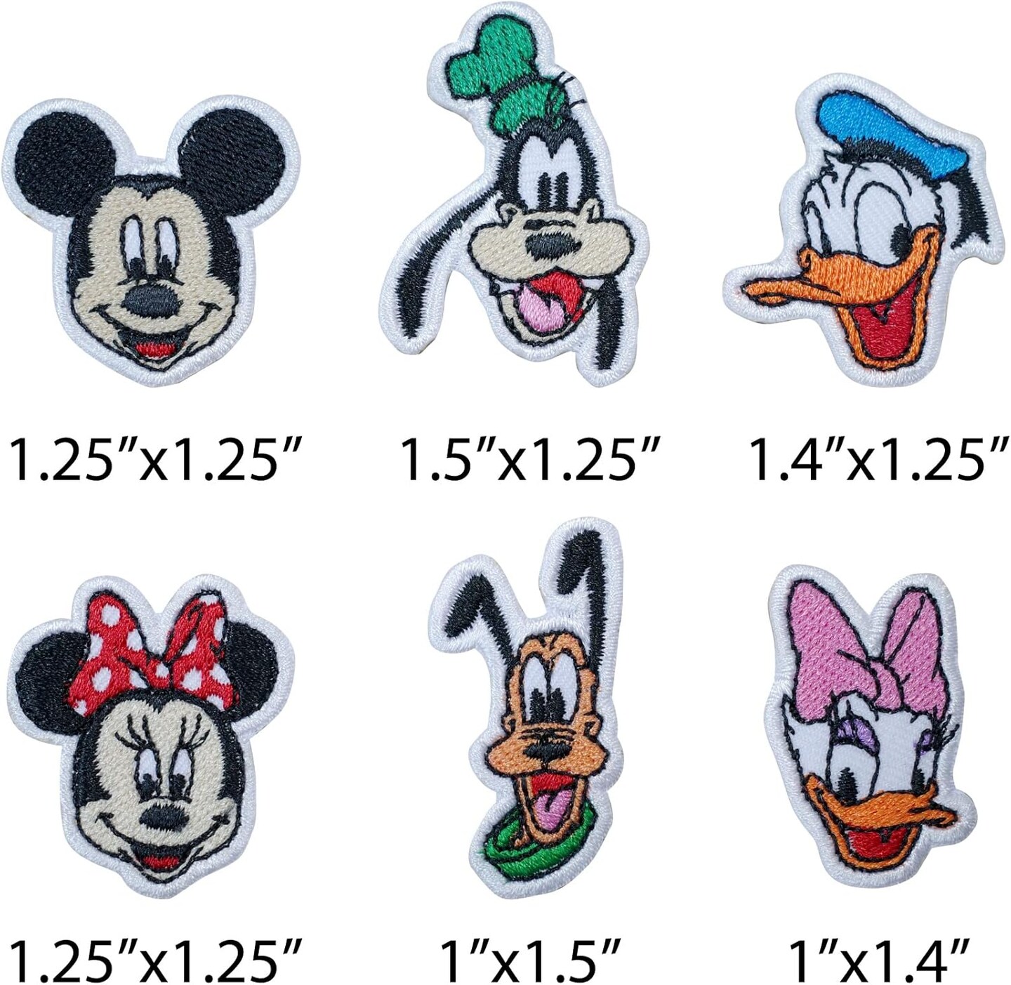 6 PCS Cute Cartoon Mickey-Style Iron-On Embroidered Patch Set – Mini Applique Patches for Jeans, Jackets, Hats, Backpacks, DIY Clothing Decoration & Repair