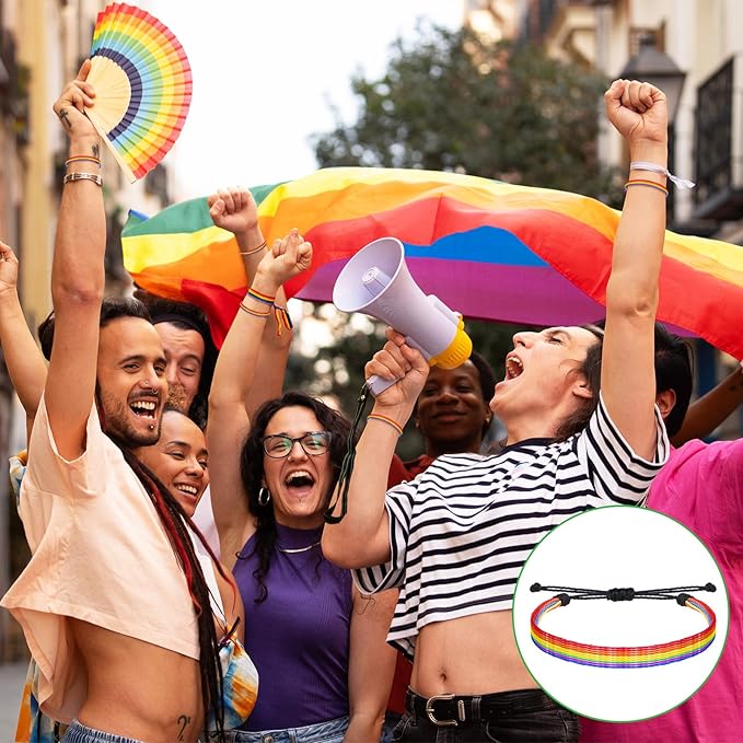 100 Pcs Pride Bracelets Bulk Rainbow Pride Bracelets Lgbt Gay Lesbian Wristband for Men Women Lgbt Parades Lgbtq Community Supplies
