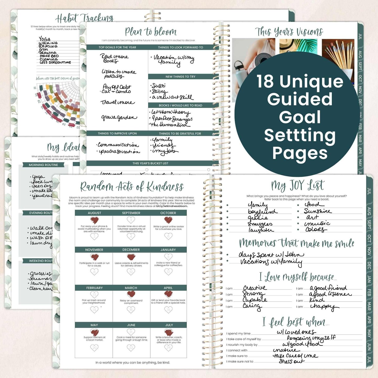 bloom daily planners 2026-2027 Academic Planner, 13 Month Soft Cover Monthly & Weekly, 8.5" x 11", Stickers Included, Boho Greenery