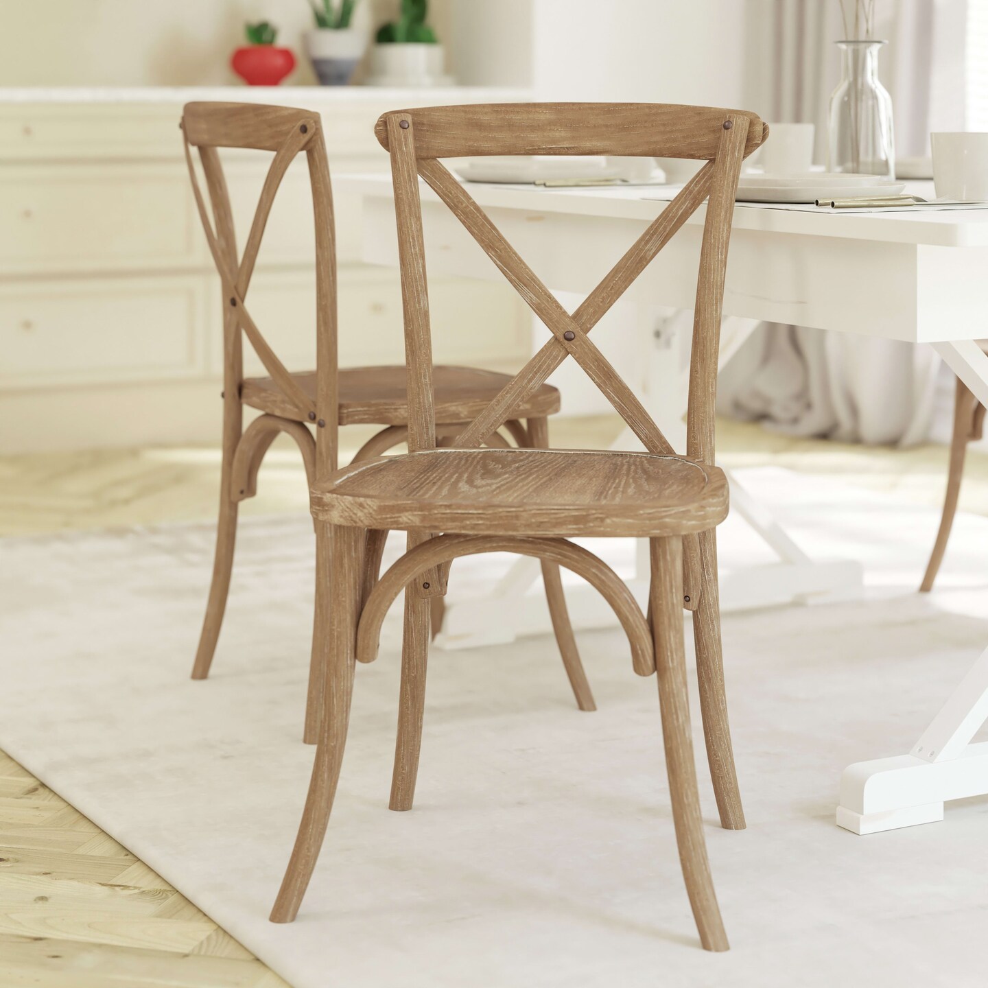 美品■AIDEC■イタリア■CABAS■EMMA■本革■アームチェア■2脚セット Emma and Oliver 2-pack X-Back Chair, Color: Light Brown | Michaels