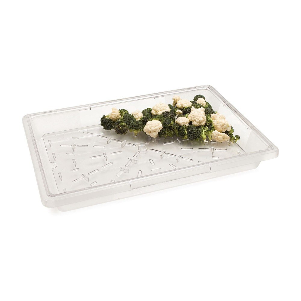 Carlisle 18 in. x 26 in. x 3.5 in. 5 gal. StorPlus Polycarbonate Food Storage Container - Clear