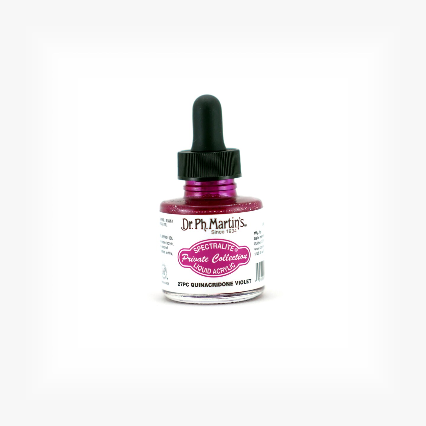 Dr. Ph. Martin's® Spectralite Private Collection Liquid Acrylics, 1.0 US fl oz, 27PC Quinacridone Violet, 1 Bottle