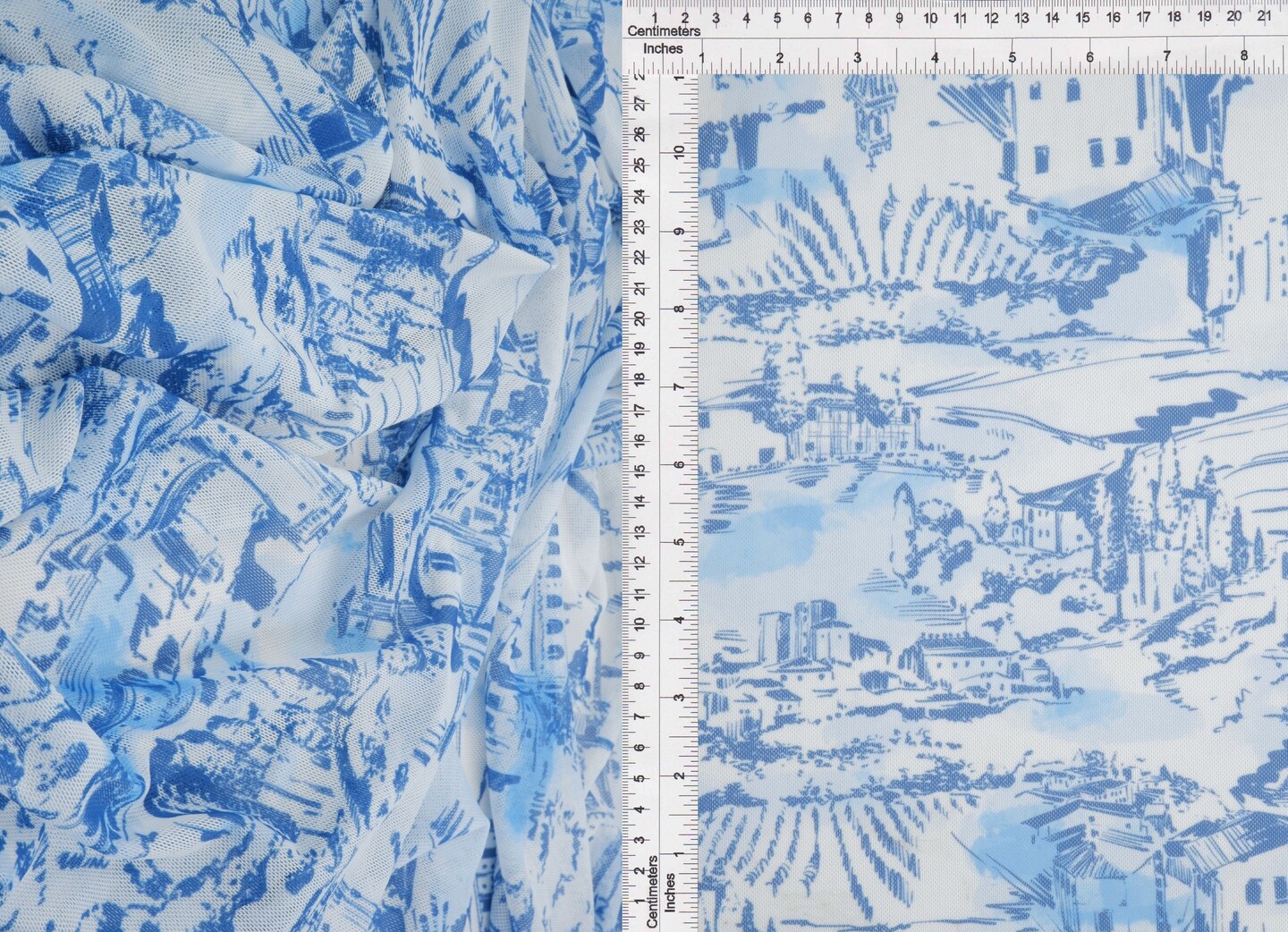 1 Yard Digital Toile Mesh Print Stretch Fabric, 56/58″ Wide Polyester Spandex Blend