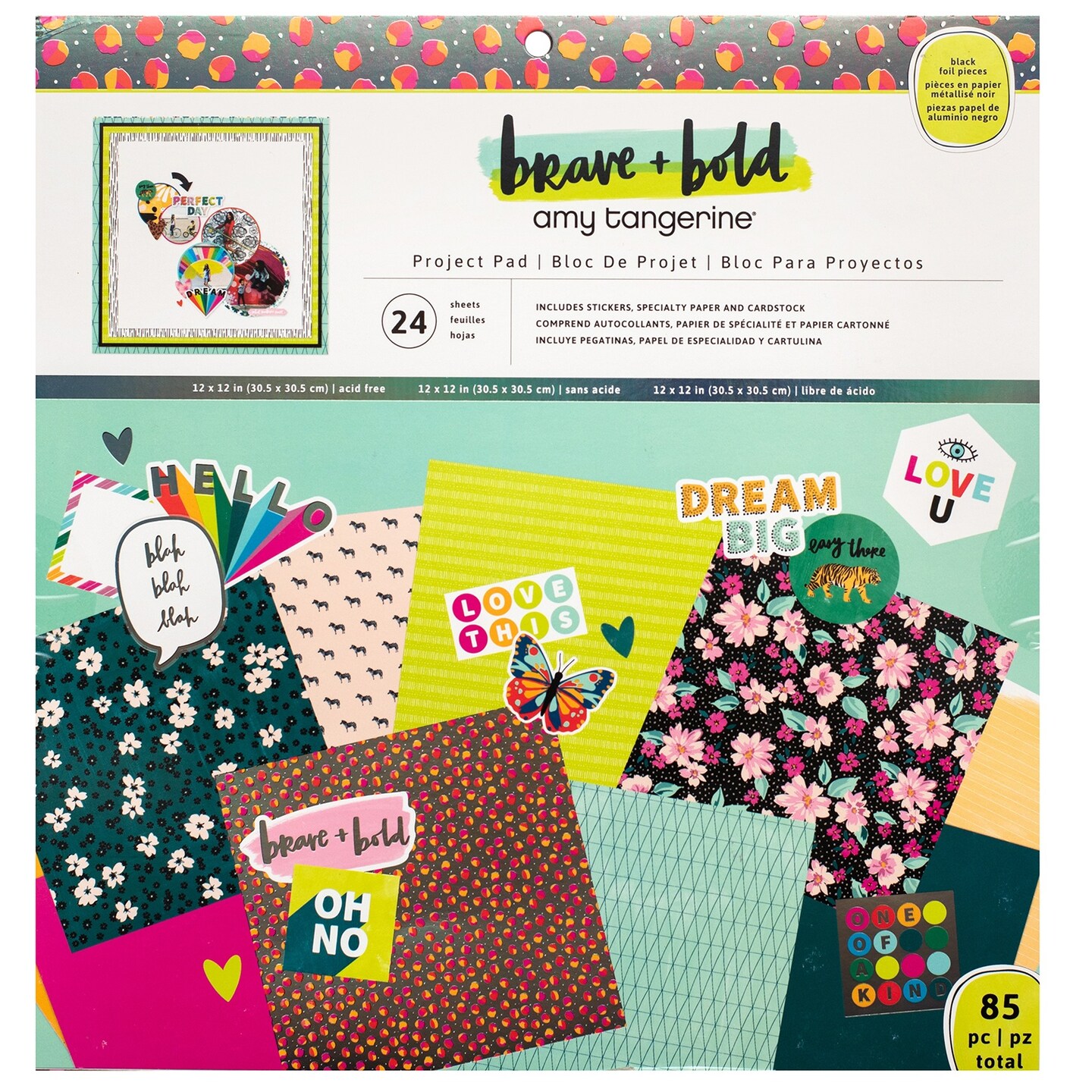 Amy Tangerine Project Pad 12&#x22;X12&#x22; 24/Pkg-Brave and Bold