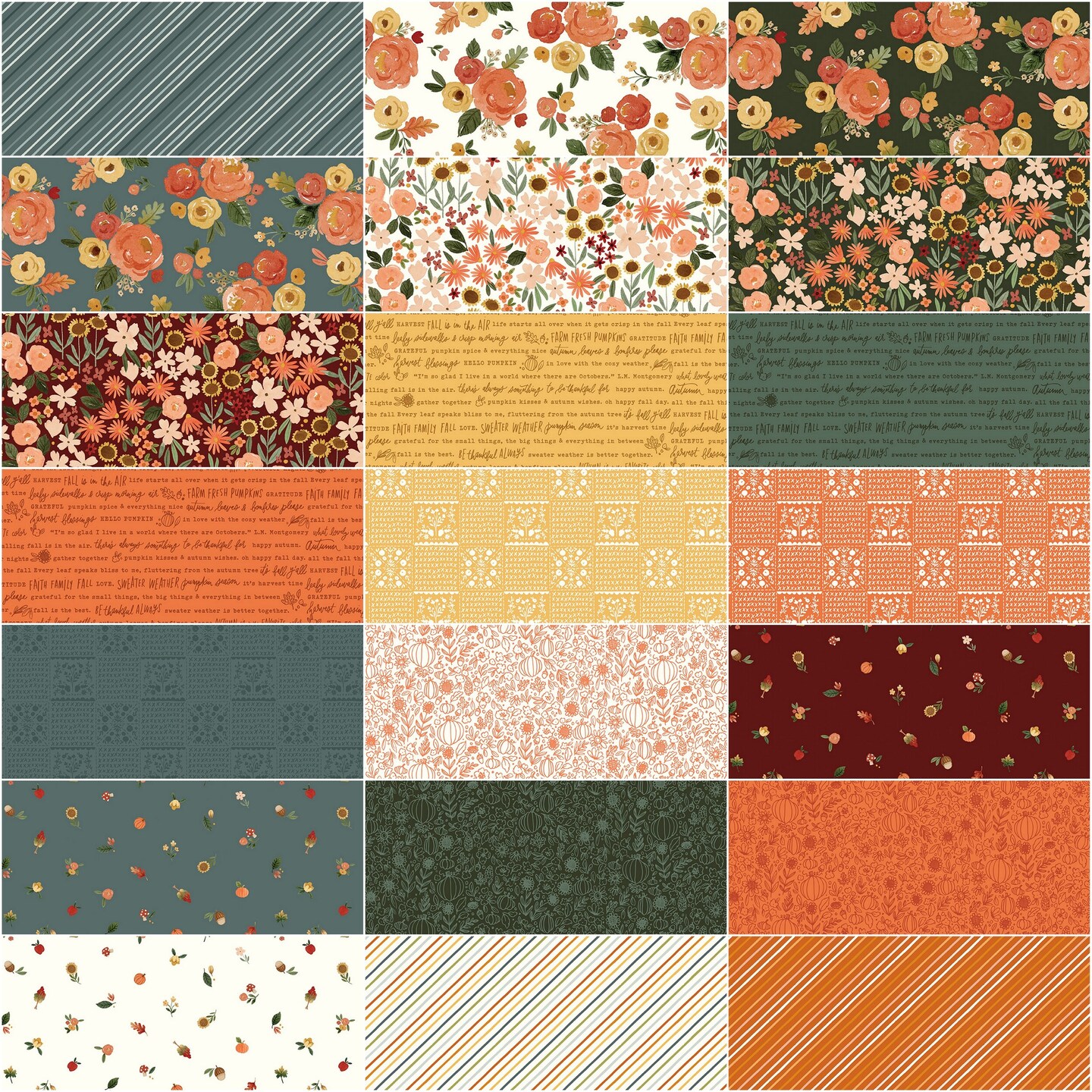 Happy Fall Days 10" Square Pack (Layer Cake / 10" Stacker) by Kelsey Carlson for Riley Blake (10-16340-42)