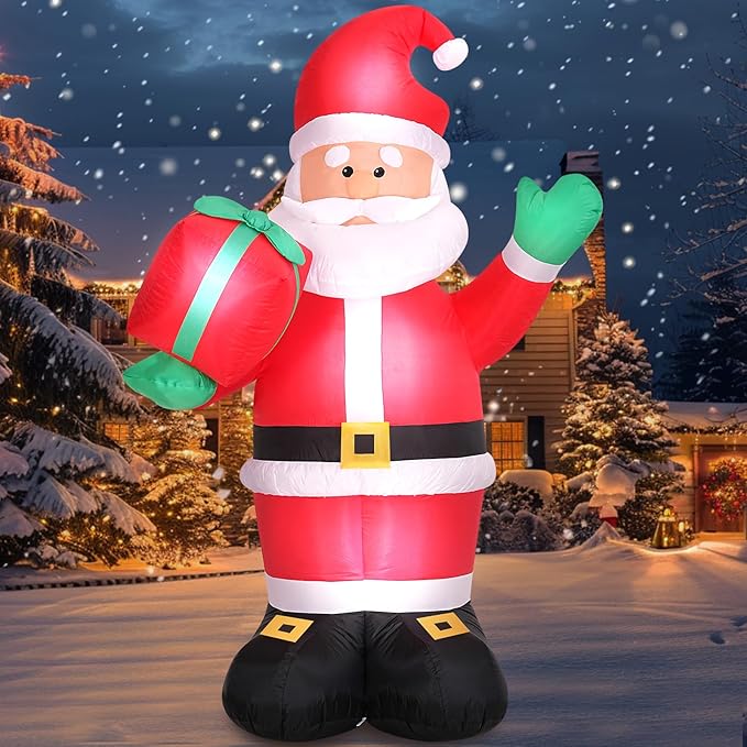 Outdoor Yard Decorations, Huge Blow up Santa Claus with Gift Bag and Built-in LED Lights, Outdoor Christmas Decorations for Yard Garden Party Hall Mall