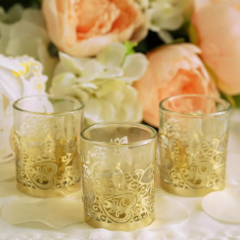 20 pcs Laser Cut Votive Candle Holder Wraps Wedding Centerpieces Decorations