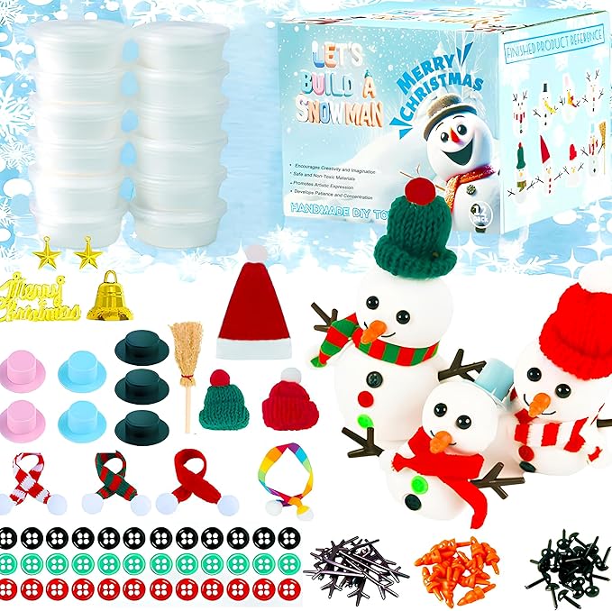 12 Pack Christmas Snowman Crafts for Kids Modeling Clay Snowman DIY Kit Christmas Decoration Air Dry Modeling Clay for Winter Party DIY Gift for Kid