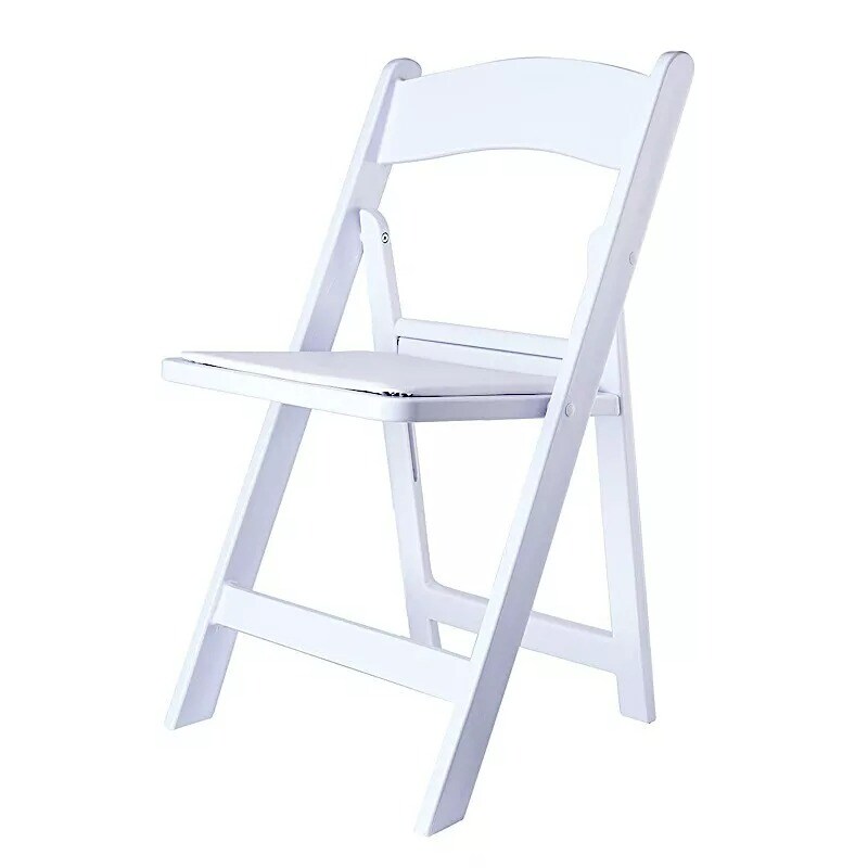 31" tall White Resin Folding Chair Vinyl Padded Seat Wedding Party Decorations