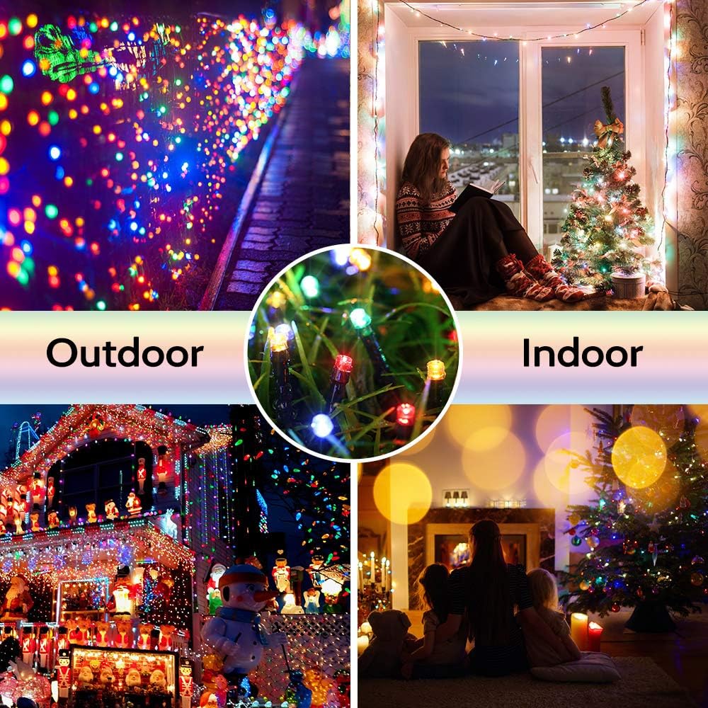 Christmas Lights Outdoor, 213ft 600 LED Christmas String Lights, 8 Modes, Timer, Waterproof Christmas Fairy Twinkle Lights for Home Garden Yard Wedding Party Tree Xmas Decors - Multicolor