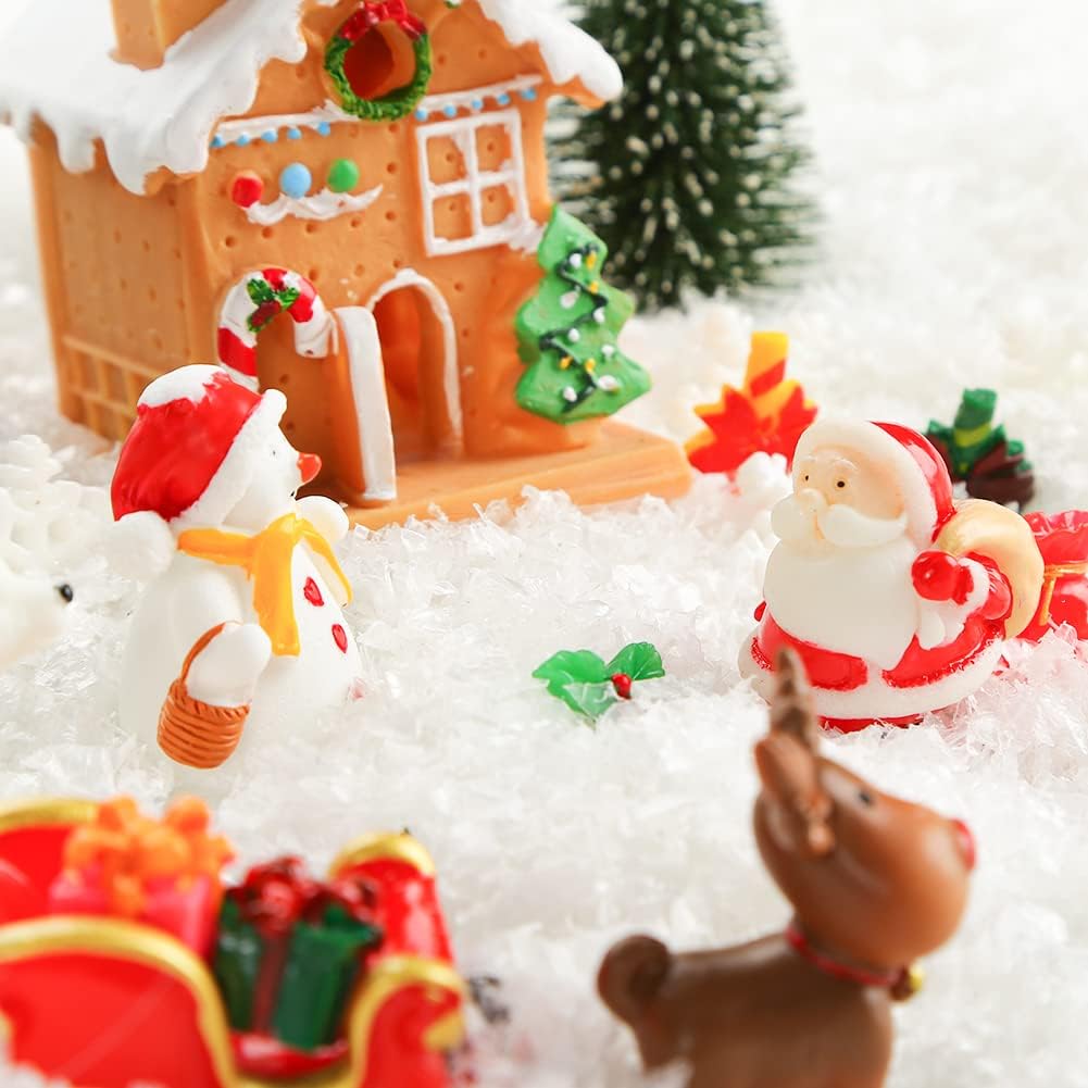 Christmas Miniature Figurines for Crafts, 25 PCS Christmas Miniature Ornaments Kit Snowman Christmas Fairy Resin Ornaments Pine Tree for Christmas Garden