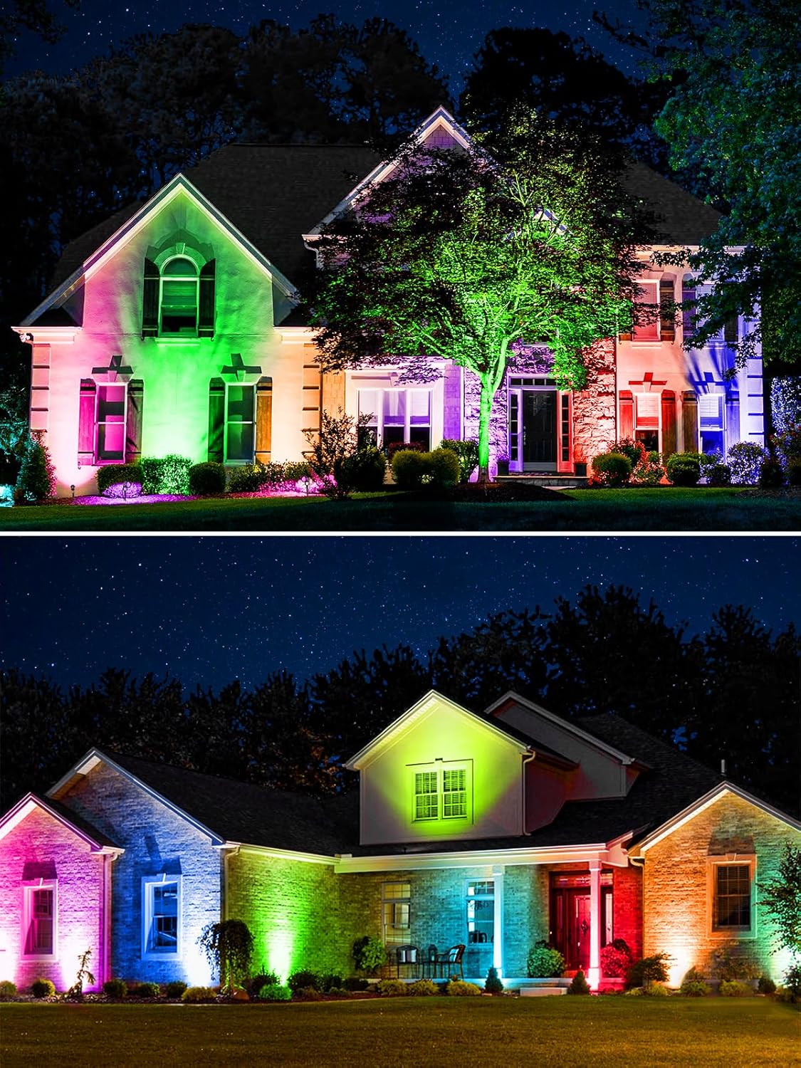 Christmas RGBW Outdoor Spotlights for Yard,10W Color Changing Landscape Lights with Remote Control 120V LED Landscape Lighting Waterproof Spotlight with Plug Tree Garden Path Decoration (4Pack)