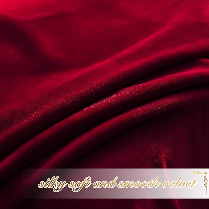 Christmas Red Velvet Curtains and Drapes for Bedroom, Home Decor Panels for Home Theatre/Film Room/Stage (Set of 2, Rod Pocket Design, 84 inches Long)